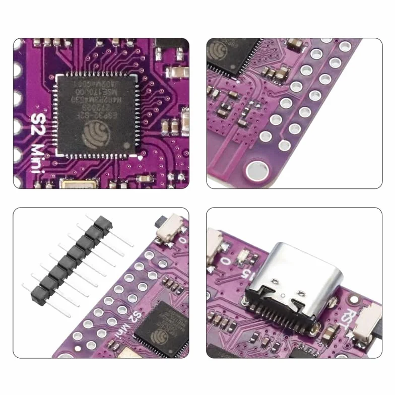Moduł S2 Mini V1.0.0 ESP32-S2 oparty na płycie rozwojowej ESP32-S2 4 MB Flash 2 MB PSRAM WiFi kompatybilny z MicroPython, 3 sztuki