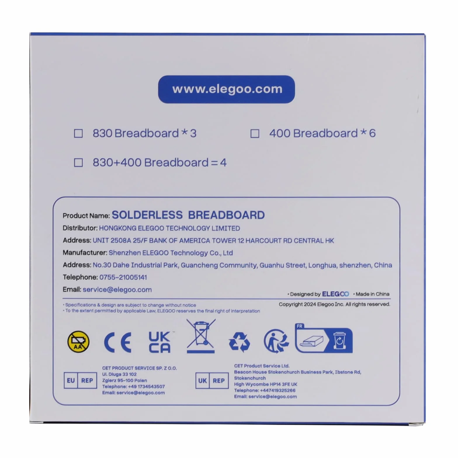 ELEGOO 3 Breadboard 830 Pin Solderless prototype PCB Board Kit do Arduino Proto Shield Distribution bloki łączące