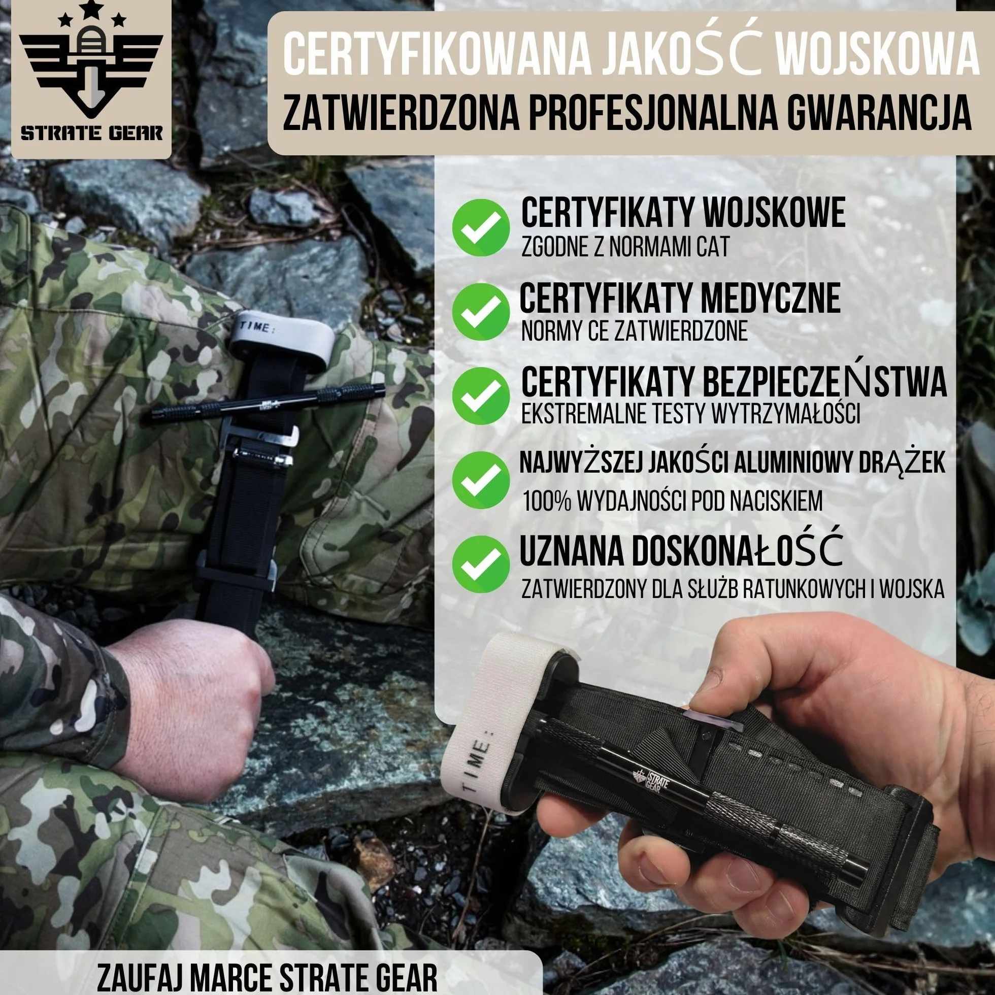 Taktyczny Opaska Uciskowa Tourniquet Strate Gear Zestaw 2x Ratownictwo Medyczne
