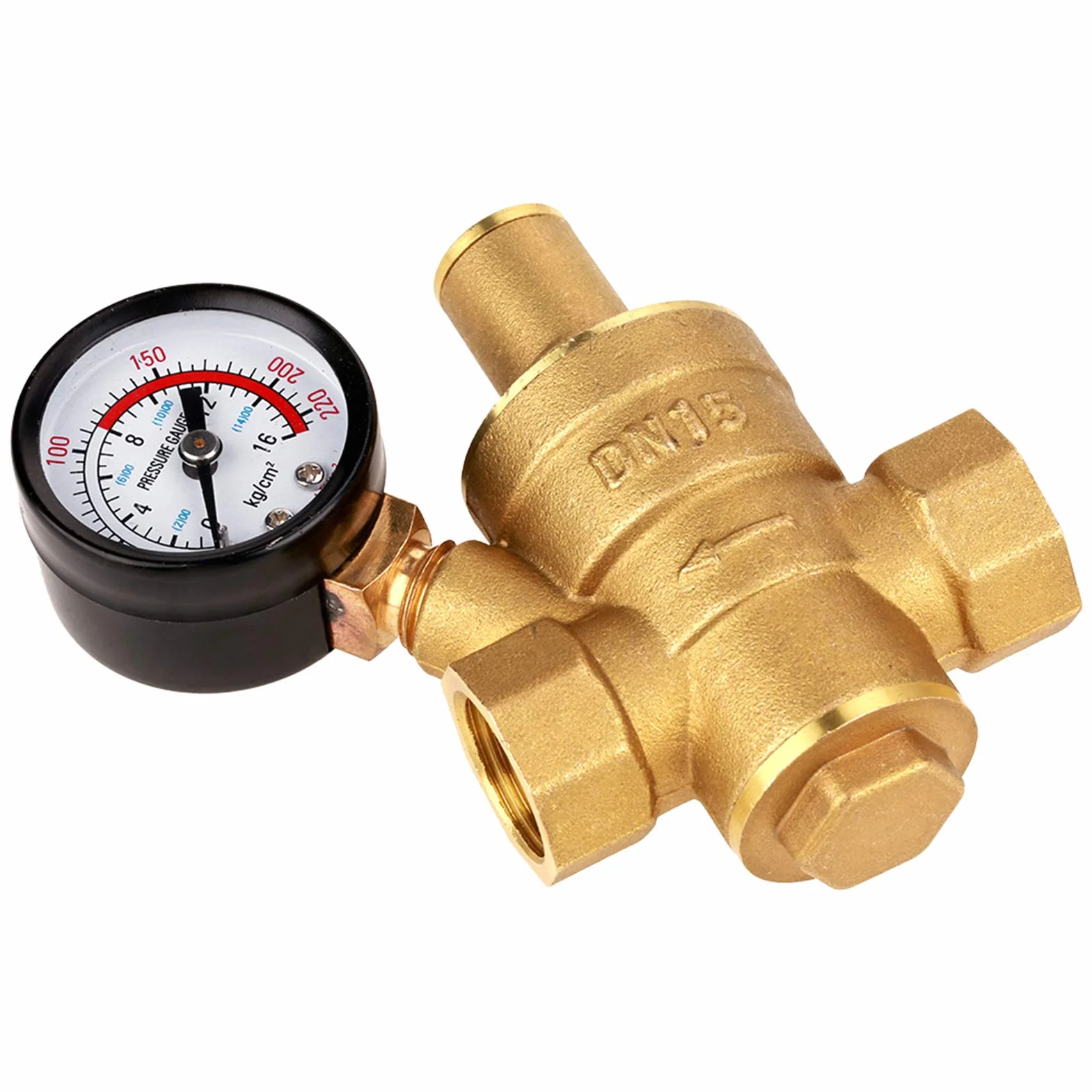 Regulator ciśnienia wody, DN15 mosiądz regulowany regulator ciśnienia wody reduktor G gwint z miernikiem miernika akcesoria do elektronarzędzi 62 mm x 90 mm