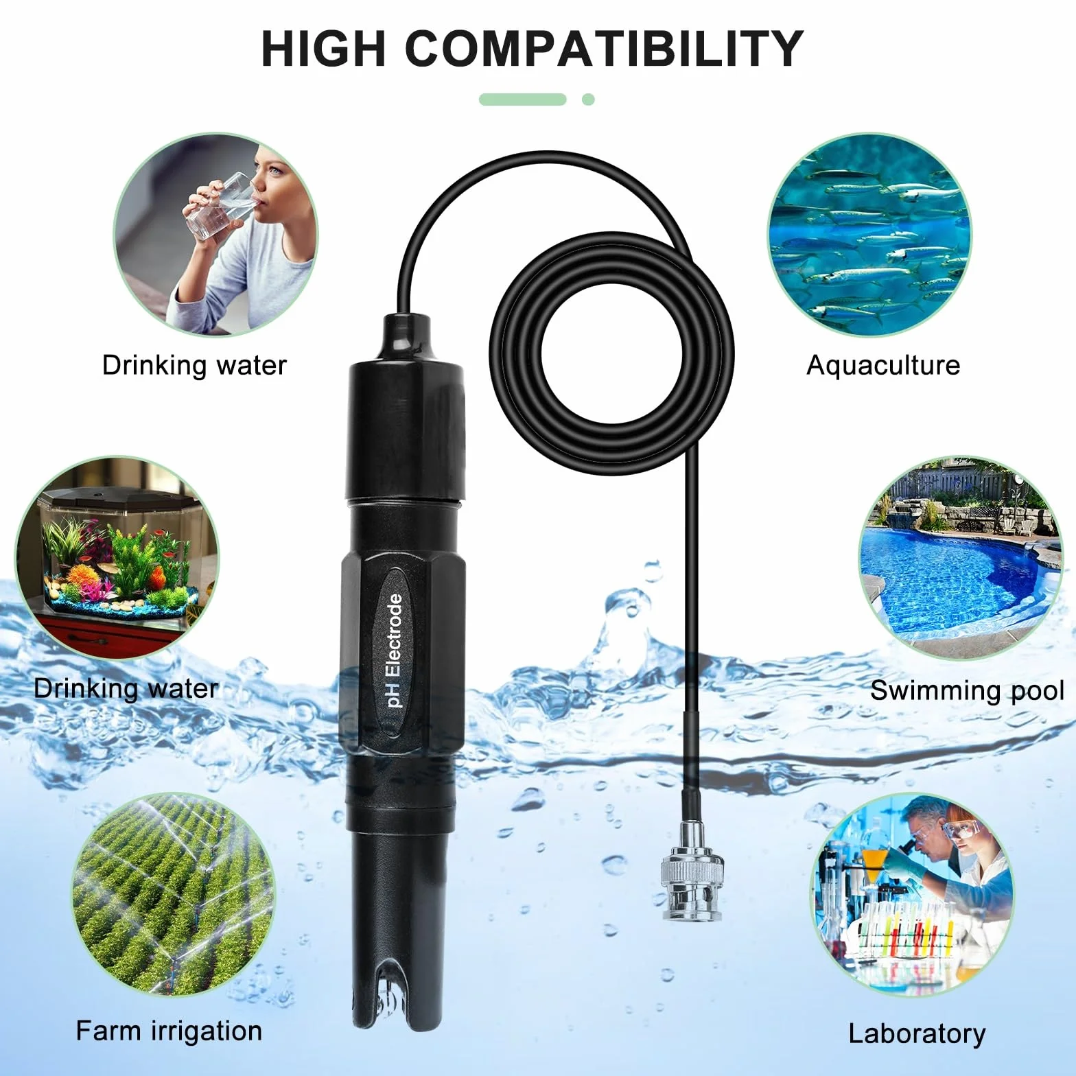 Jadeshay Elektroda sonda PH 0-14PH złącze BNC kabel testowania pH 200 cm