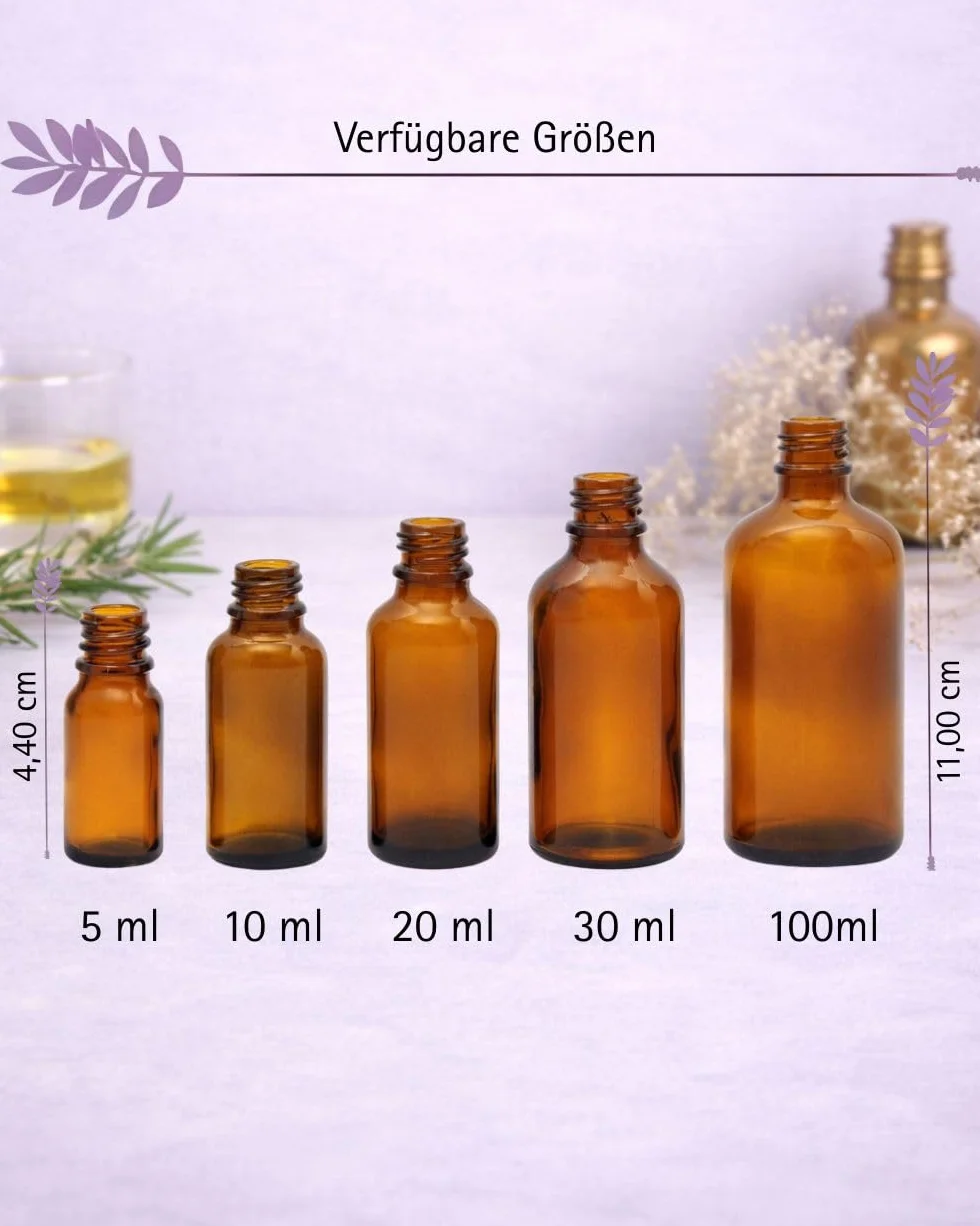 Butelki farmaceutyczne 10 x 20 ml | butelki farmaceutyczne ze szkła chroniącego przed promieniowaniem UV | butelki z zakraplaczem z brązowego szkła z zamknięciem ka