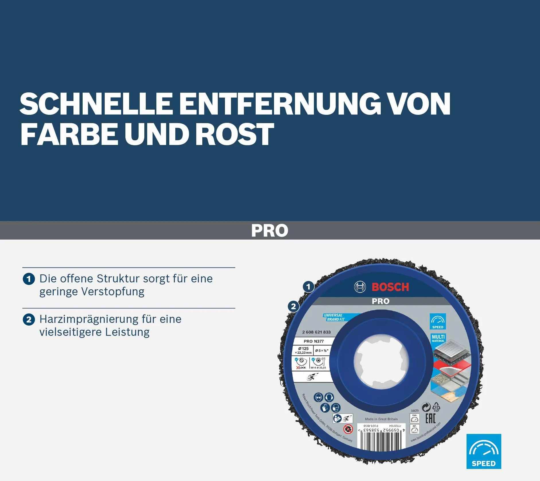 Bosch Tarcza czyszcząca PRO Multi Material N377 X-Lock Ø 115 mm