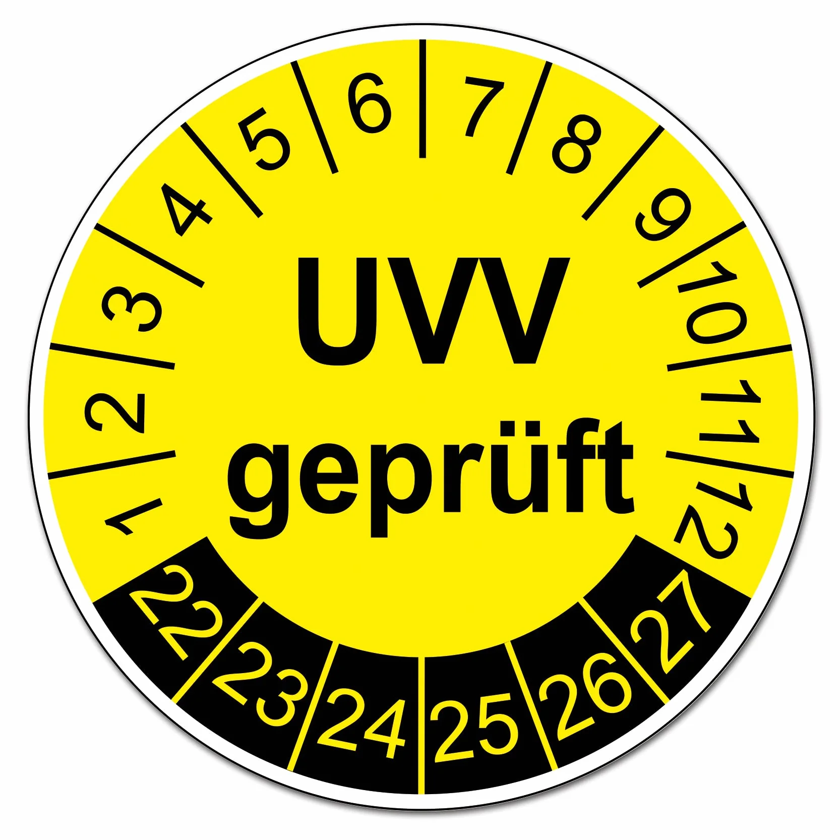 Naklejki UVV zestaw 100 sztuk tabliczki podstawowe plakaty kontrolne PCW folia winylowa samoprzylepna R180 2022-2027