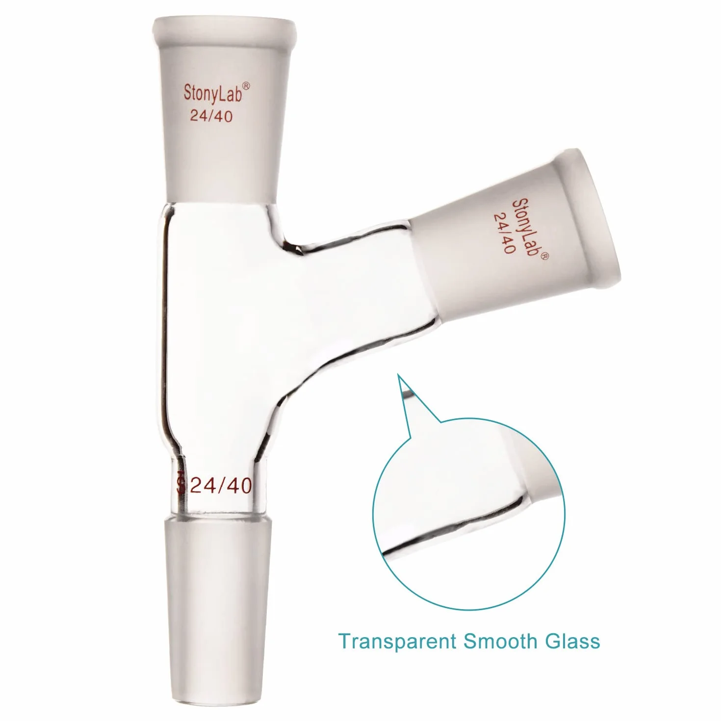 stonylab Glass 3-Drożny Adapter Destylacji Szkła, Szkła Borokrzemianowego Trójdrożny 105° Kąt Adapter z Przegub 24/40 do Laboratorium Dostawa Lab