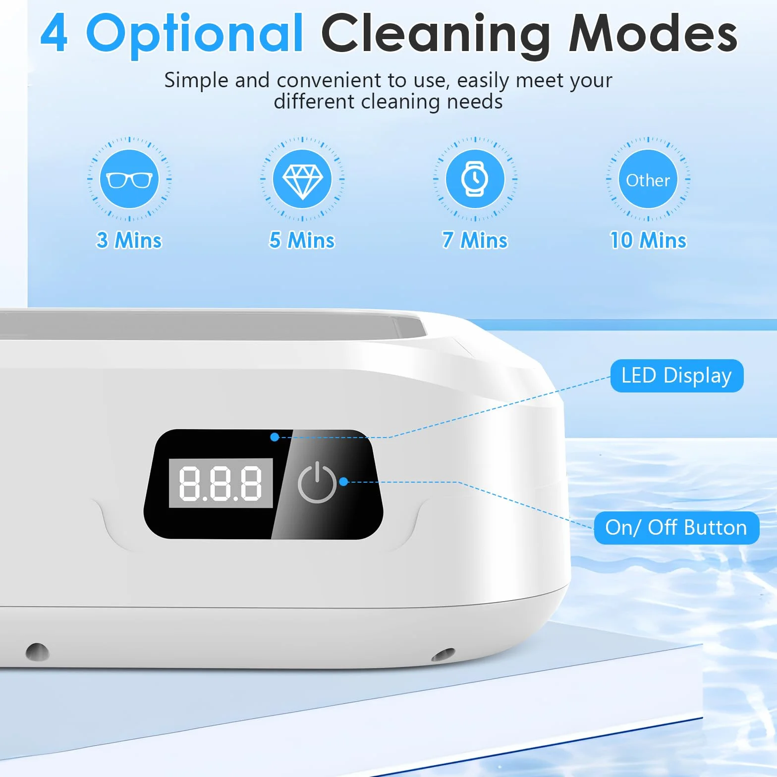 Ultradźwiękowy środek czyszczący 49000 Hz 600 ml z wyświetlaczem LED 4 timer do okularów biżuterii