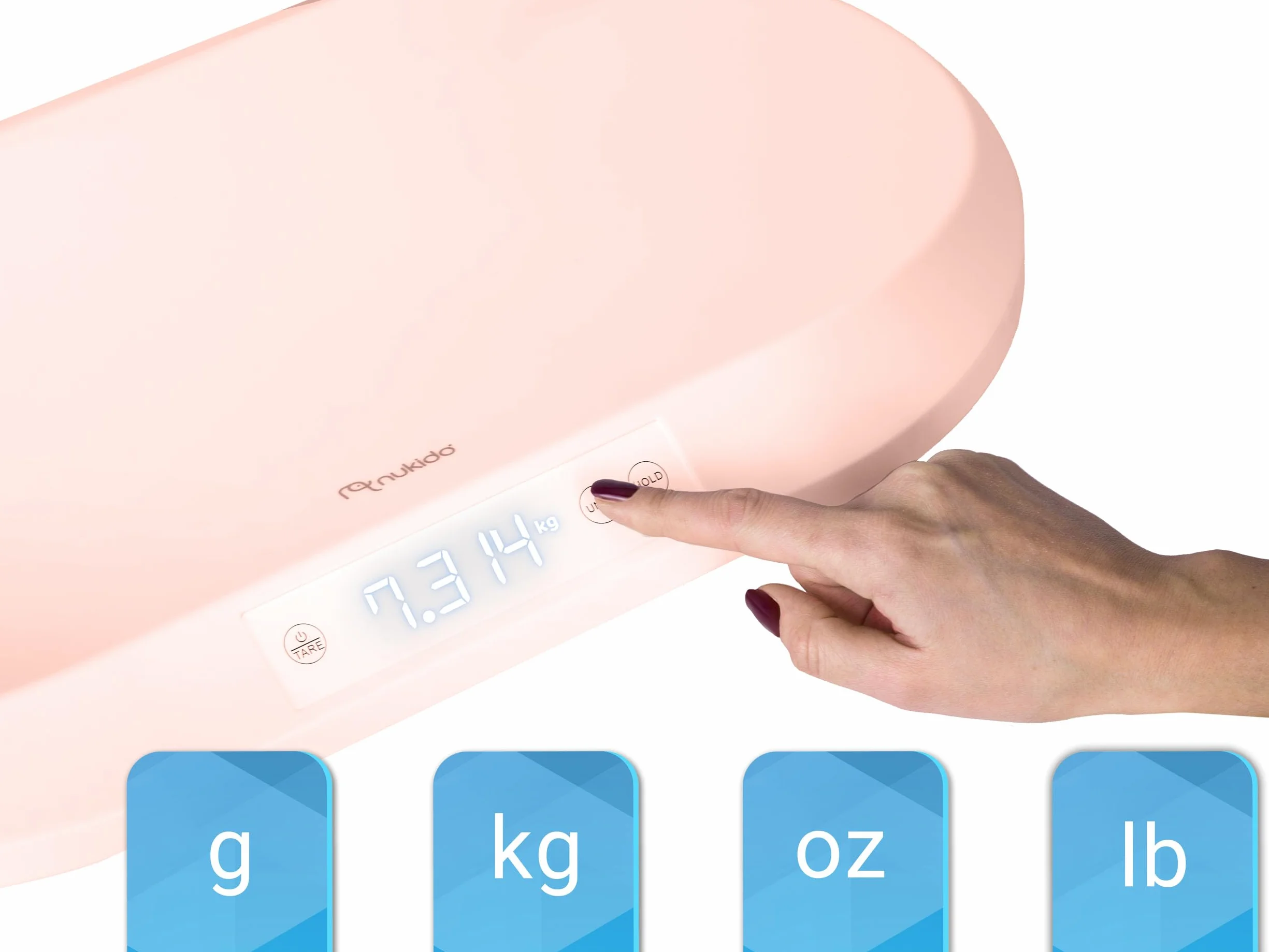 Nukido Waga dla niemowląt Miska do ważenia 40 kg dokładność 5 gramów różowa
