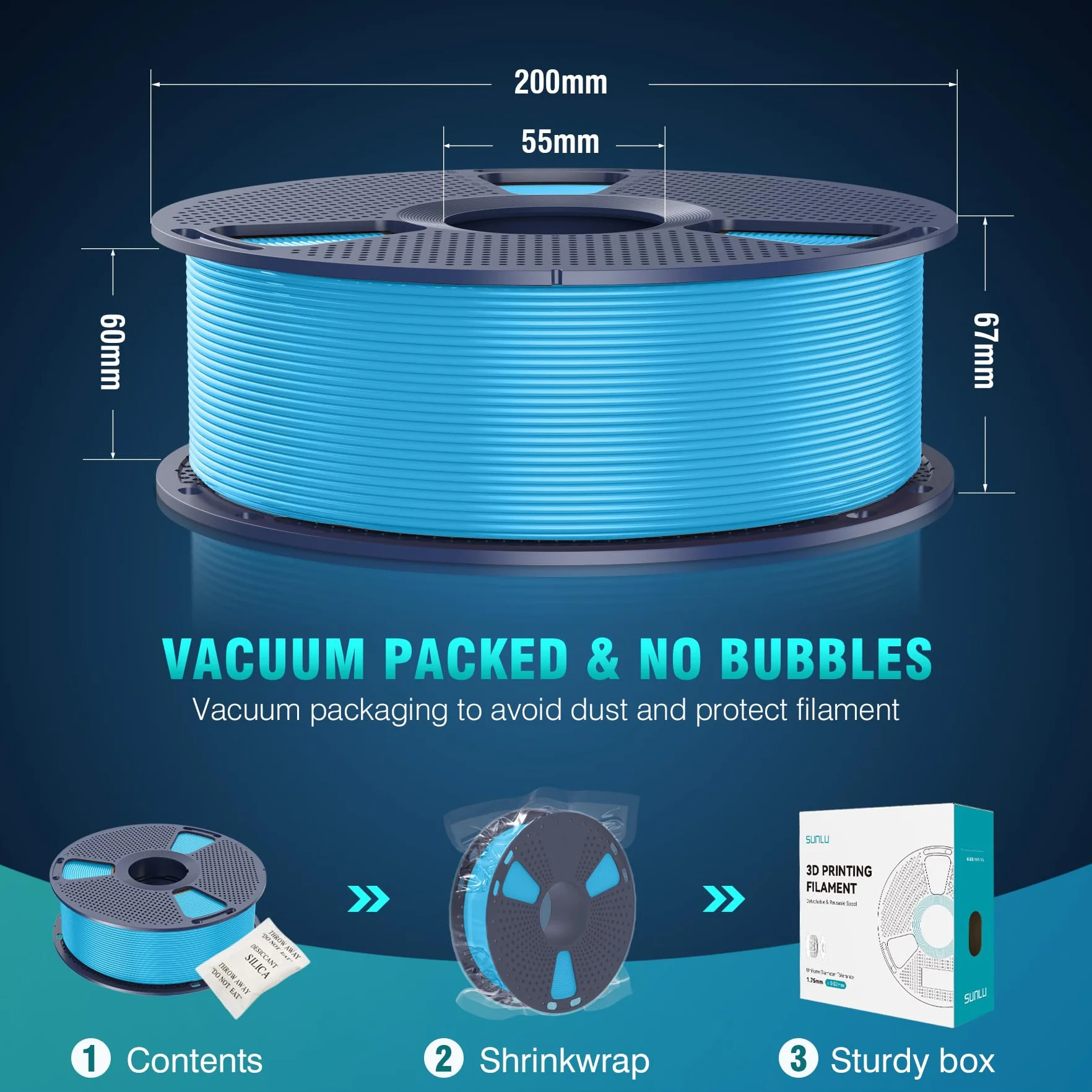 SUNLU PLA+2.0 Filament 1.75mm, Ulepszony filament PLA Plus do drukarek 3D, Mocniejszy i bardziej wytrzymały, Szybki filament PLA+ do Drukarki 3D, Szpula 1 kg, Biały
