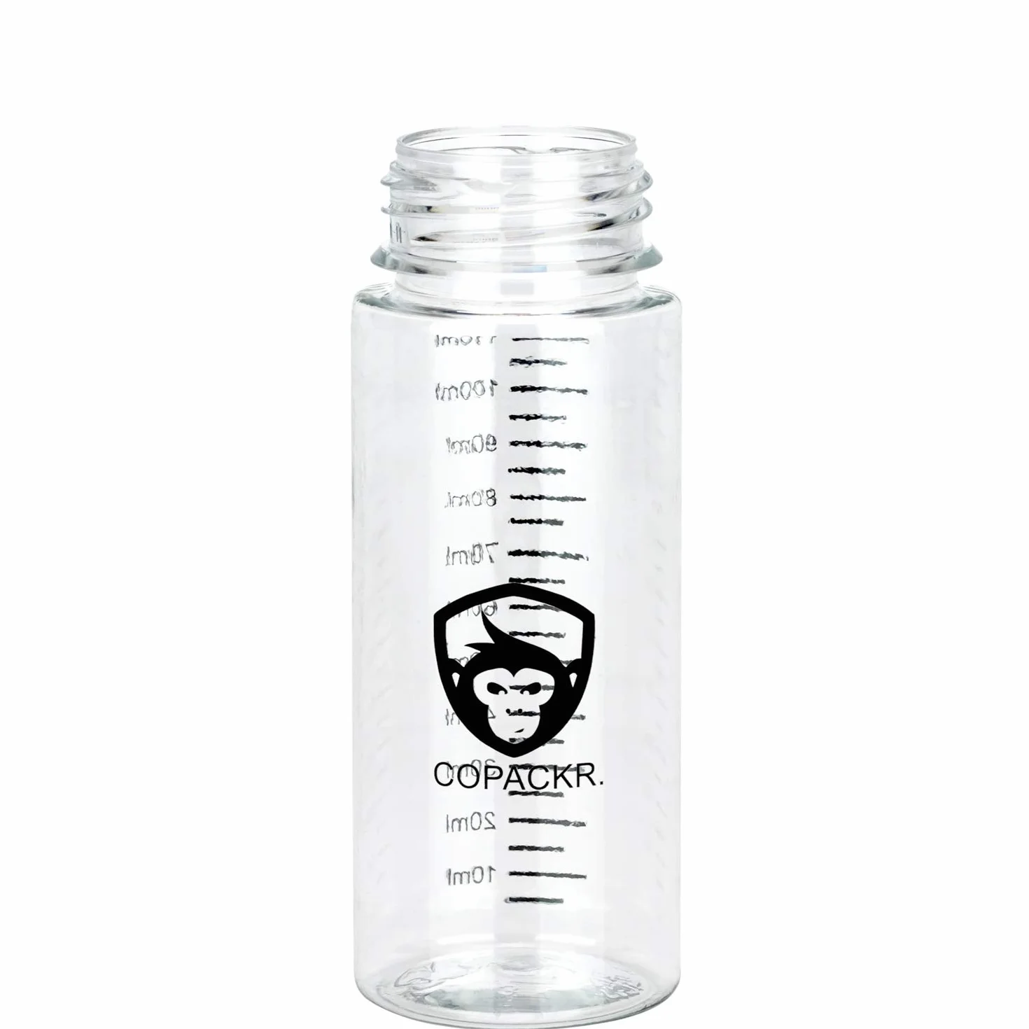 Copackr V3 5 butelek x 120 ml stopniowane butelki PET firmy Chubby Gorilla – butelki z kroplomierzem (przezroczysta butelka z czarnym zamknięciem)