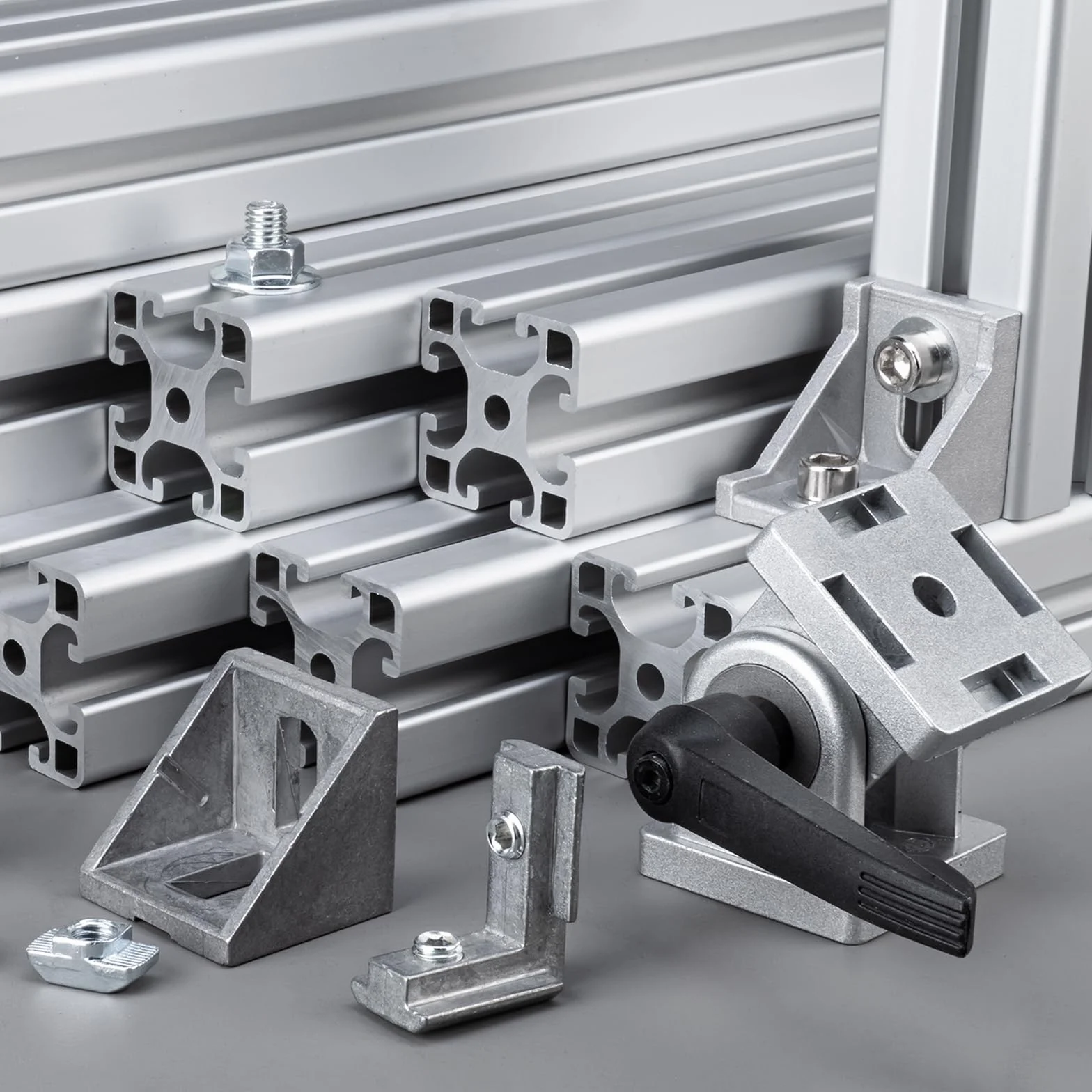 QUARKZMAN kątownik 90° aluminiowy profil kątowy wspornik łącznik 8080 srebrny