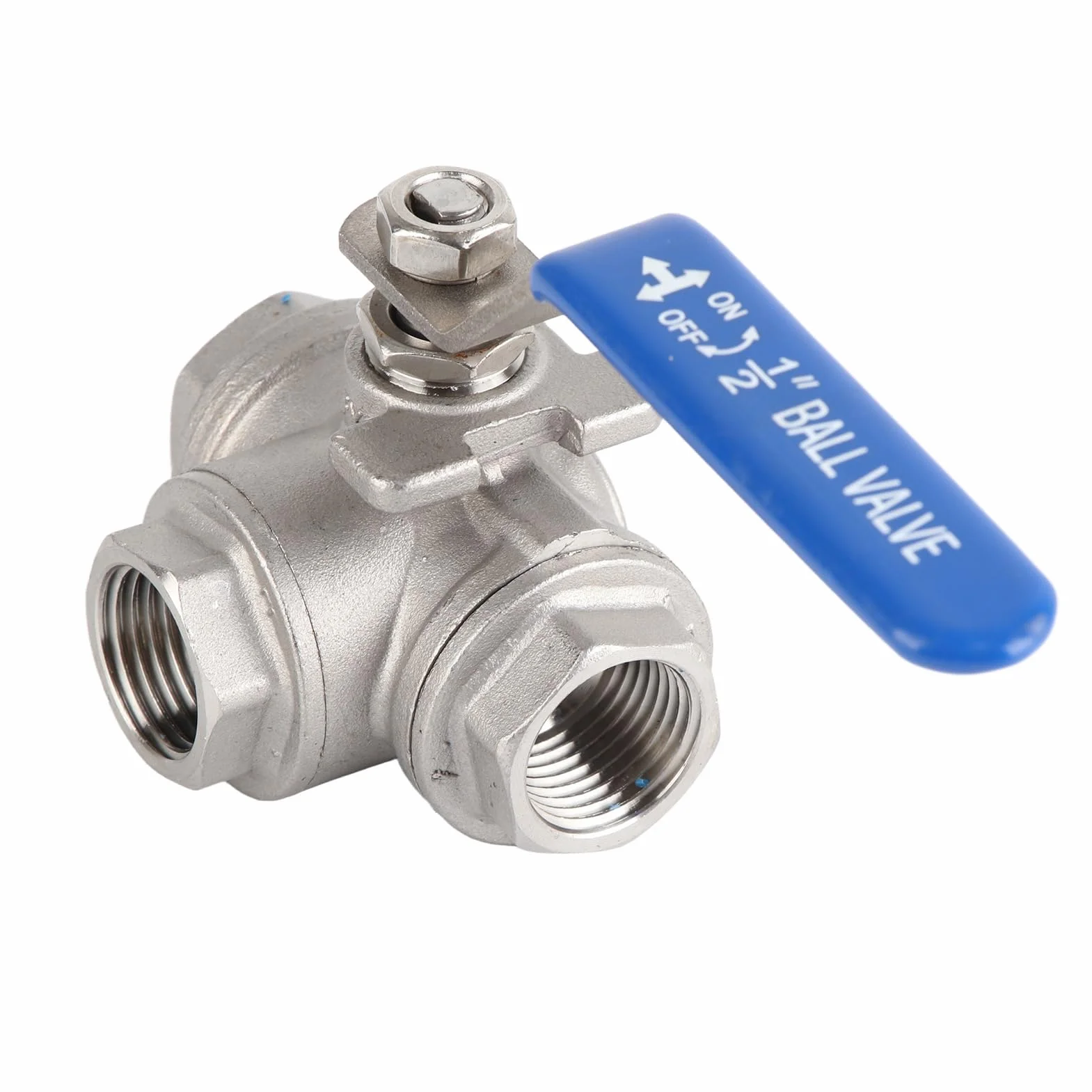 Zawór Kulowy 3-drogowy T-Port DN15 1/2" SUS304 Stal Nierdzewna Gwint Wewnętrzny