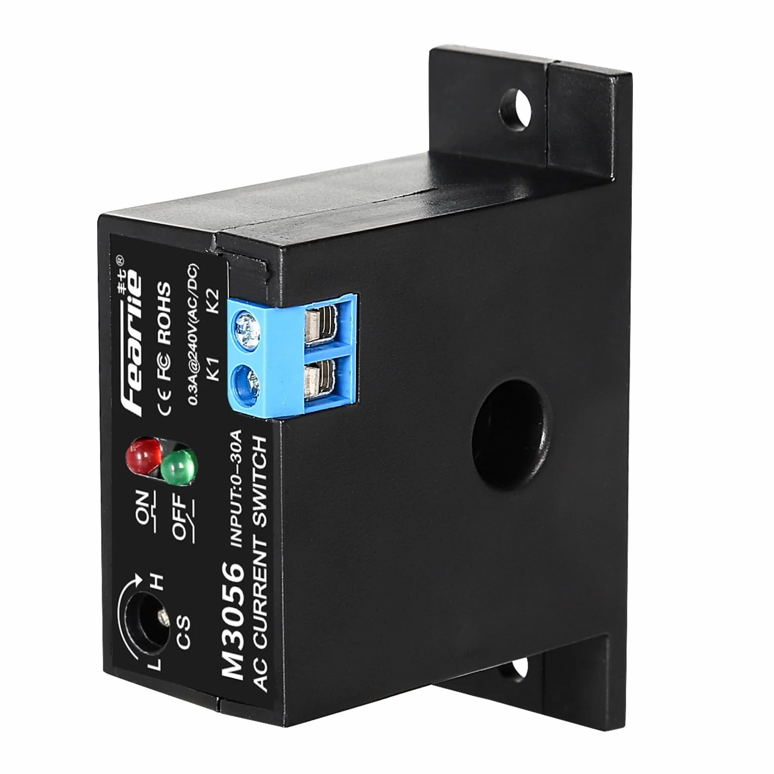 Przełącznik pomiaru prąd, M3050 regulowany czujnik AC, przekaźnik wykrywania 0,2-30 A AC240 V, wykrywanie prądu, moduł alarmowy, sterowanie transformatorem (rozmiar: normalnie zamknięty)