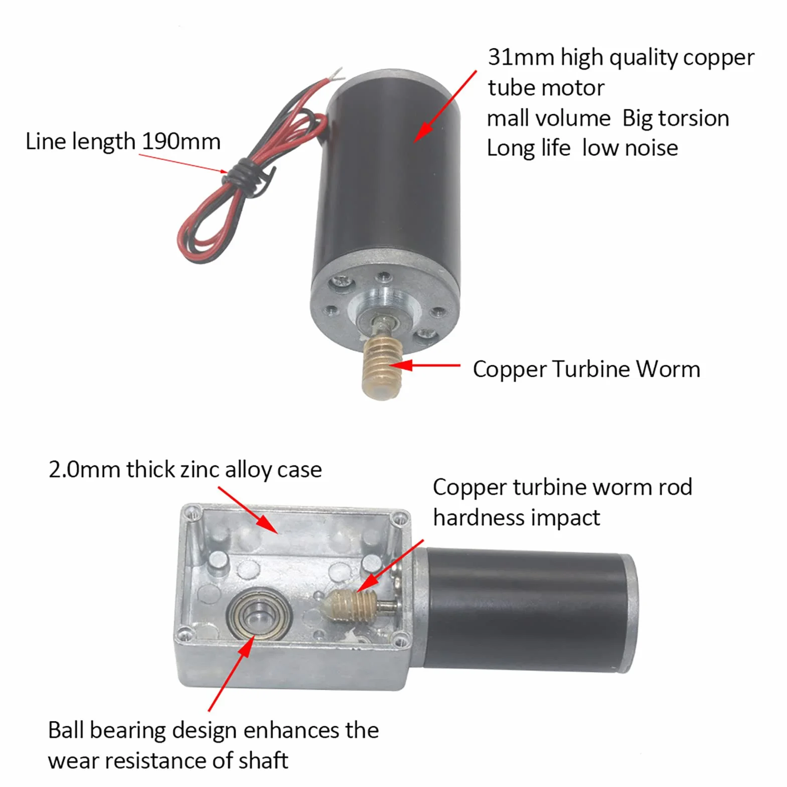 Silnik z przekładnią DC 12 V 50 obr/min Wał 8 mm Odwracalny