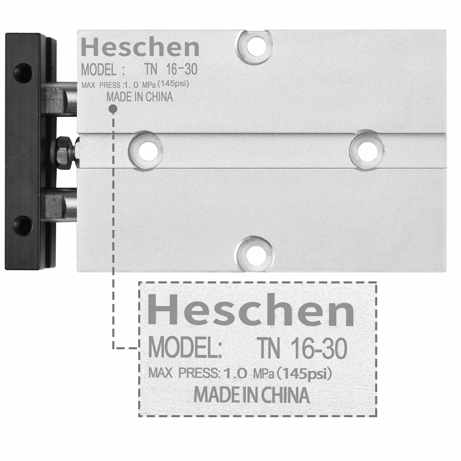Heschen Pneumatyczny cylinder pneumatyczny, TN16-30 (TDA16-30), otwór 16 mm, skok 30 mm, dwustronny aluminiowy pneumatyczny cylinder pneumatyczny, z magnesem
