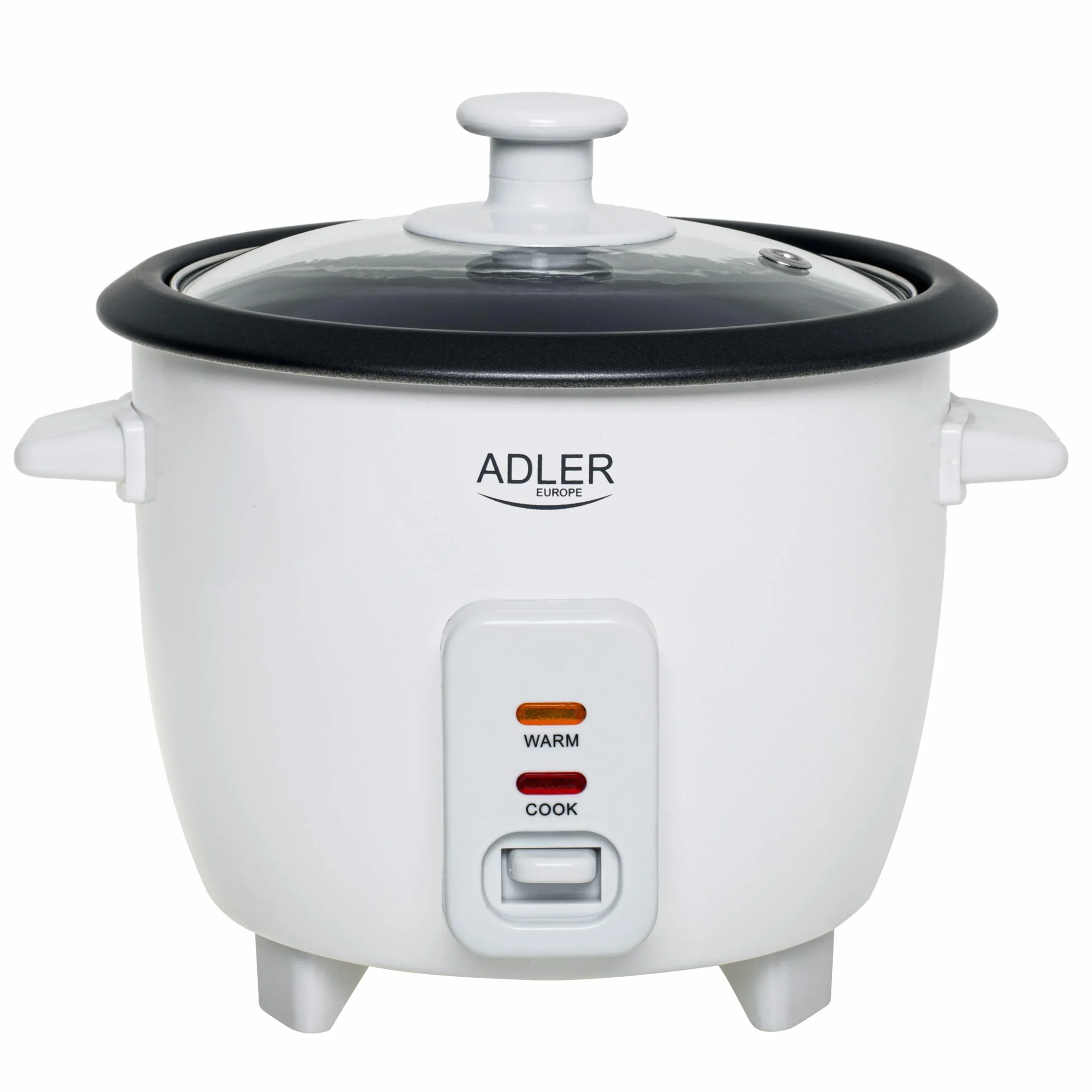 ADLER EUROPE AD 6418 Kompaktowy Ryżowar 0,6L Nieprzywierający Szklaną Pokrywką Biały