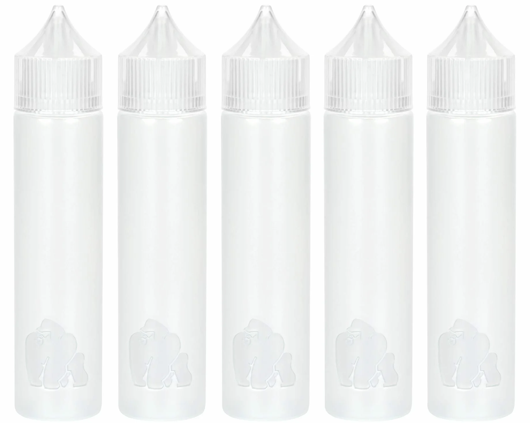 Chubby Gorilla LDPE plastikowe butelki 60 ml, wielokrotnego użytku, puste butelki na płyny, oleje i w opakowaniu 5 szt. (przezroczyste), Przezroczysty, 60ml