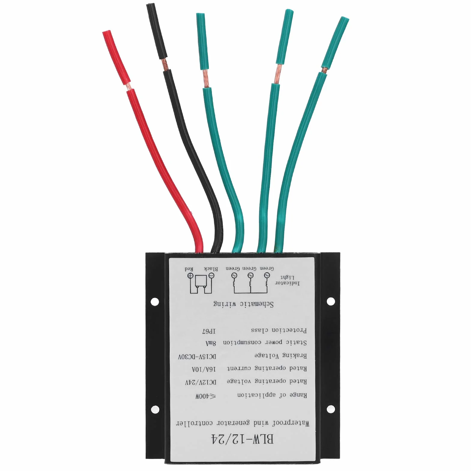 Sterownik Generatora Turbiny Wiatrowej, Wodoodporny IP67 DC12-24V Automatyczny Sterownik BLW‑12/24 400W Regulator ładowania Akumulatora