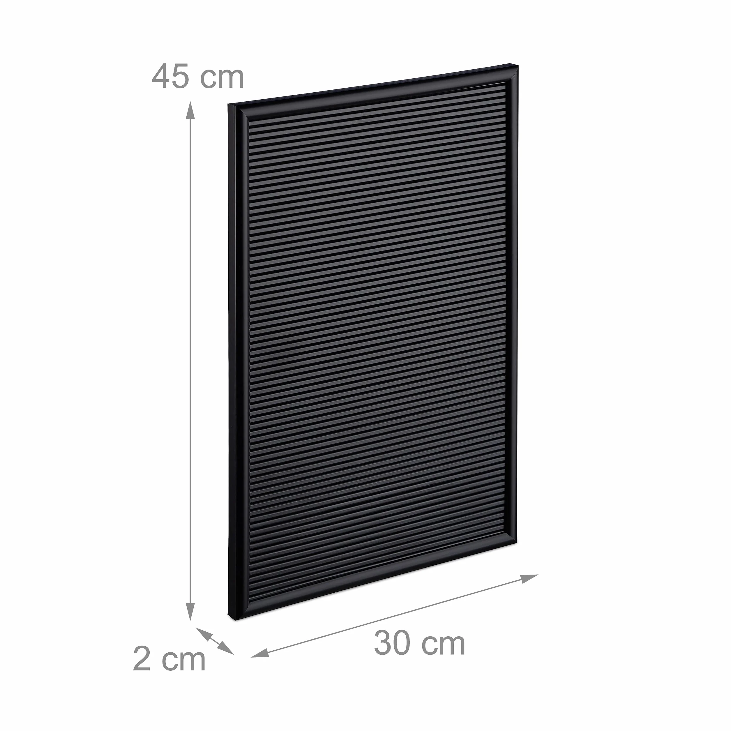 Relaxdays prostokątna tablica z literami i cyframi, memoboard, 145 liter i liczb, 30x45, ozdobna, tworzywo, czarna
