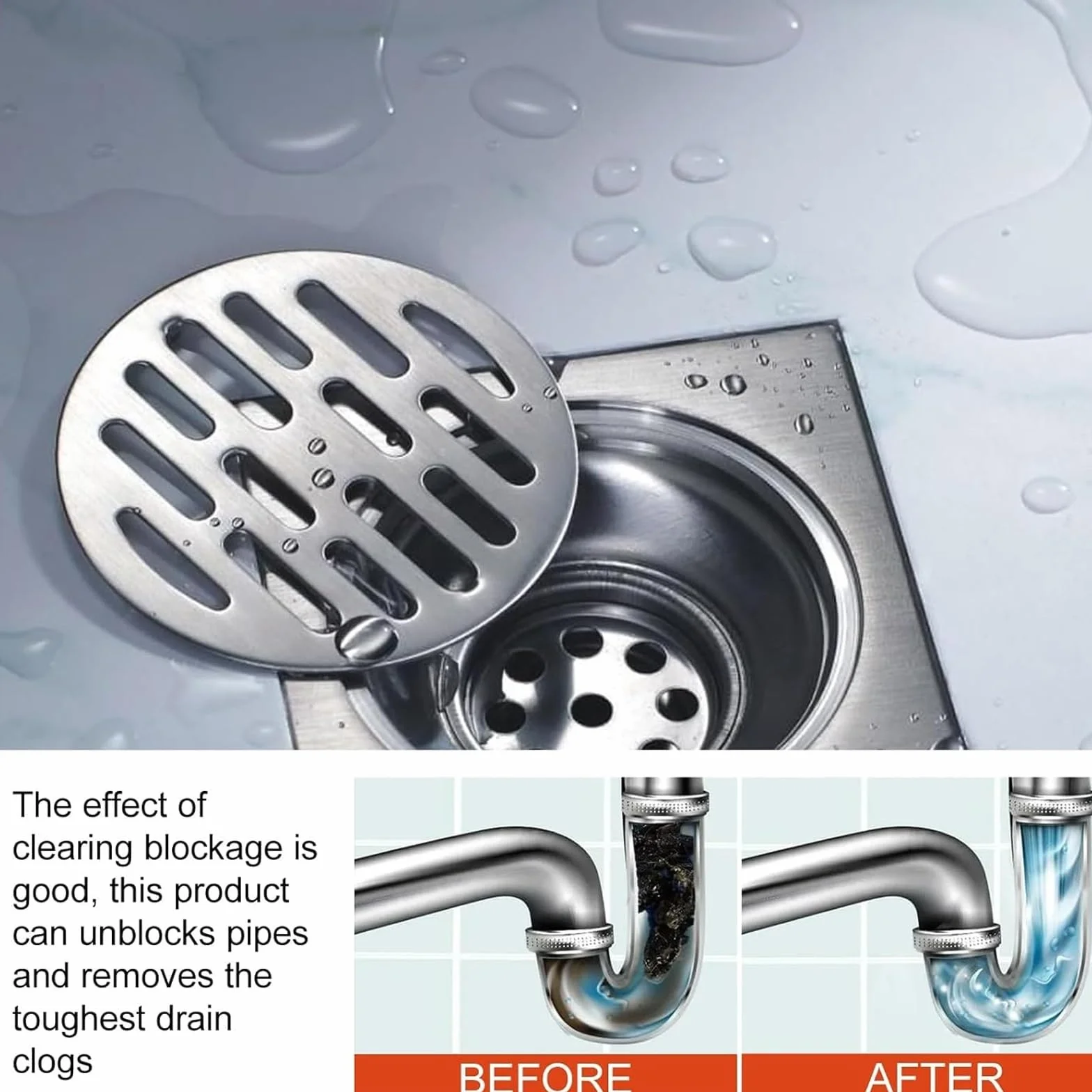 Pipe Drain Unblocker, Powerful Pipe Dredge Agent for Outdoor, Kitchen, Bathroom, Shower, Toilet, Sink and Drain Cleaner, Professional Dredge Agent, Safe for Pipes and Septic Systems(1Pc)