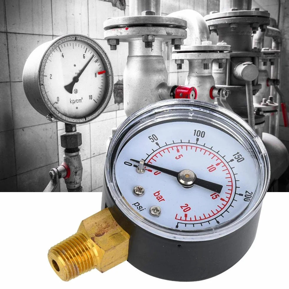 Manometr mechaniczny, manometr BSPT 1/8 cala do powietrza, oleju i wody (0-300 psi, 0-20 bar)