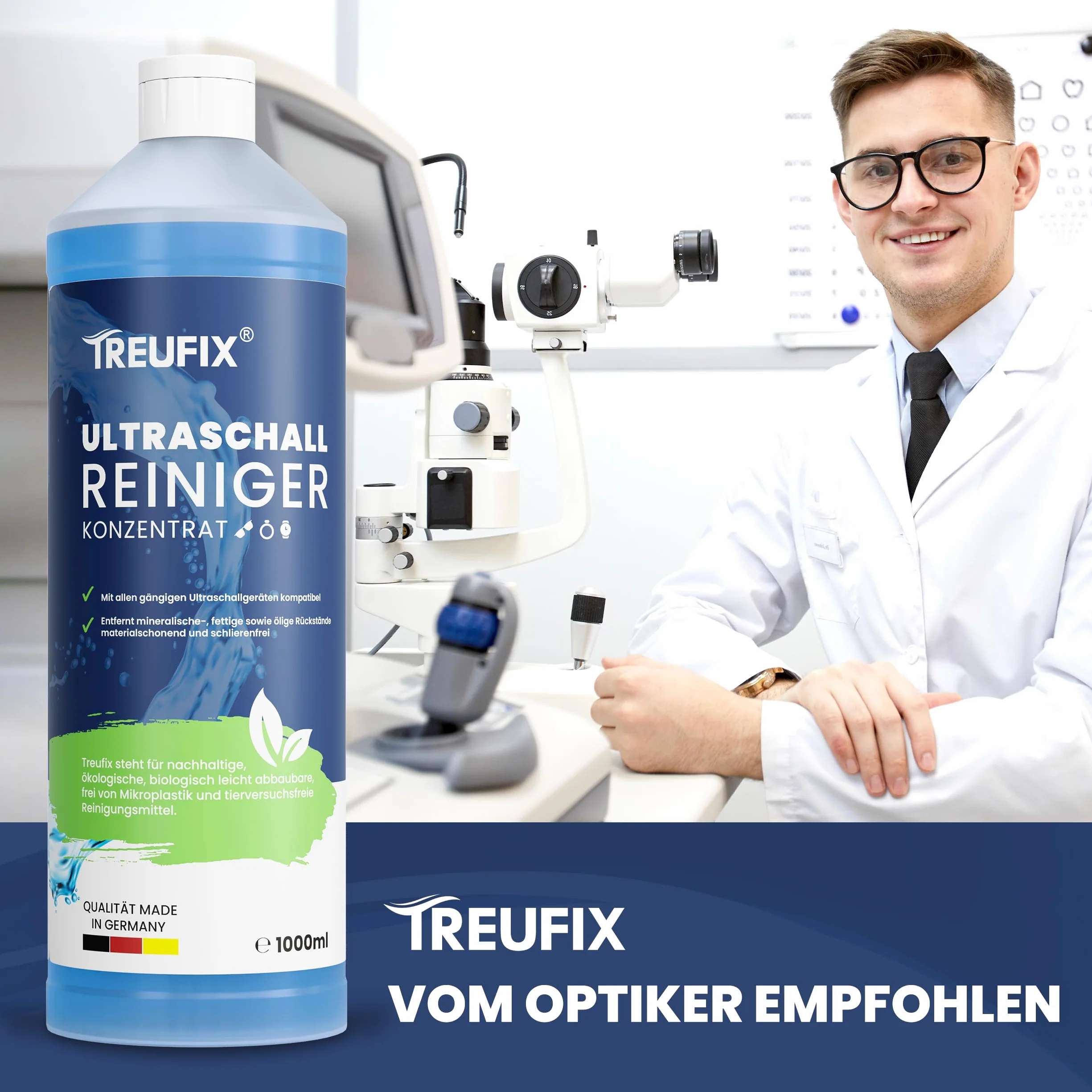 Treufix Koncentrat do czyszczenia ultradźwięków I bardzo skuteczne czyszczenie okularów, biżuterii, protezy zębów i wielu innych I ultradźwiękowy płyn do czyszczenia biżuterii, protezy