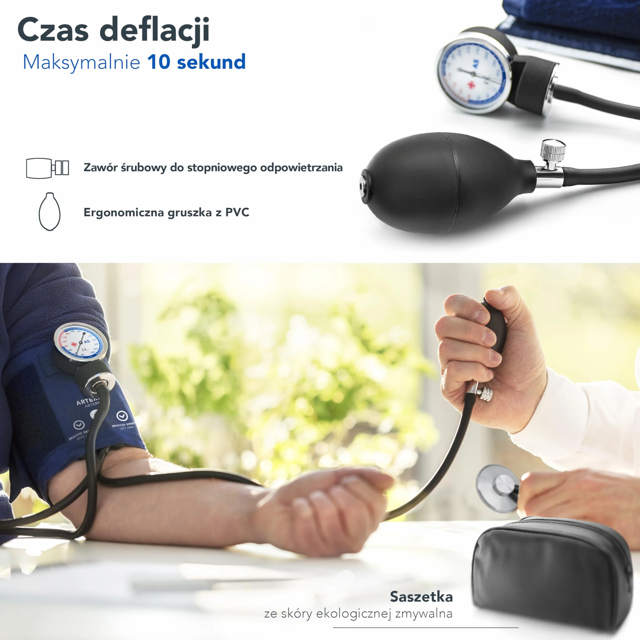 AIESI® Profesjonalny ręczny ciśnieniomierz aneroidowy klasyczny dla dorosłych bez stetoskopu PRECISION A5, Gwarancja 24 miesiące