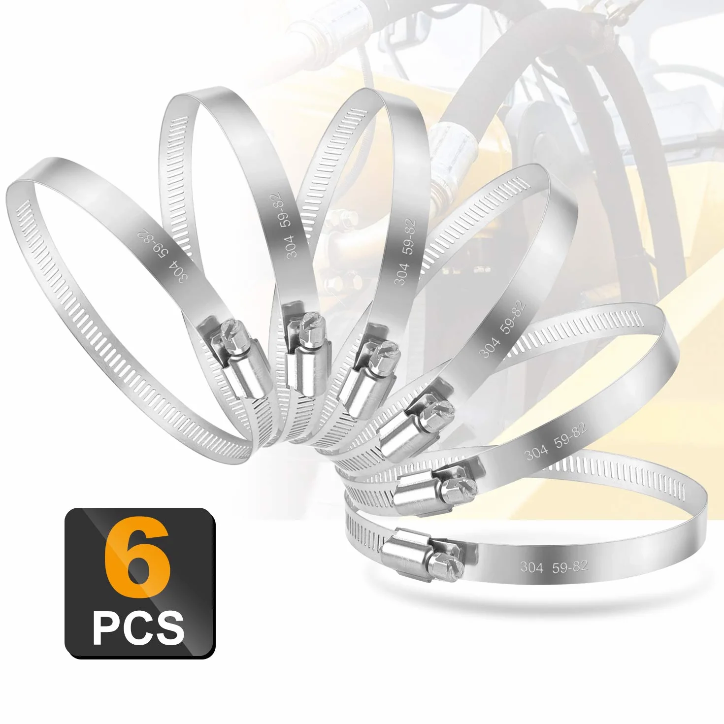 MIAHART 3-calowy klips do węża regulowany 304 zaciski kanałowe ze stali nierdzewnej 6-pak przekładnia ślimakowa regulowany 59 mm - 82 mm klips do rur zacisk napędu ślimakowego do rolnictwa samochodowego (59-82 mm)