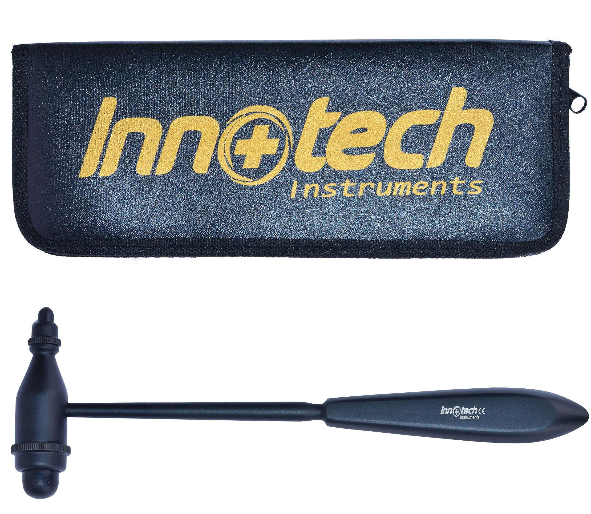 Innotech Tromner neurologiczny młotek odblaskowy do refleksów skóry i reakcji powierzchniowych (czarny)