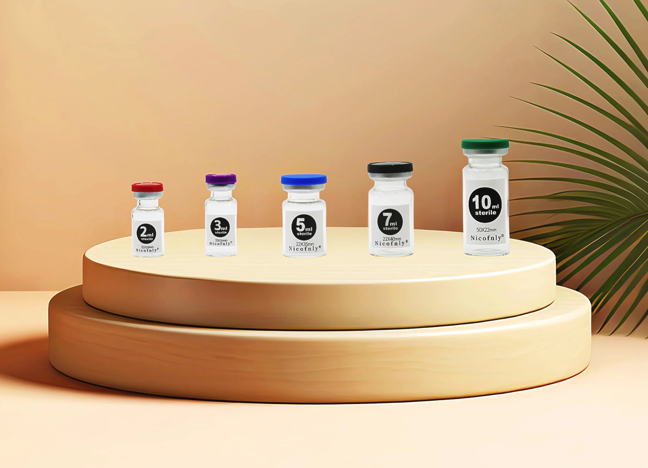 Sterylne ampułki 2 ml – 2 ml sterylna pusta fiolka z samoregenerującym się przyłączem do wstrzykiwań i pokrywką na zawiasach, sterylne, 10 opakowań