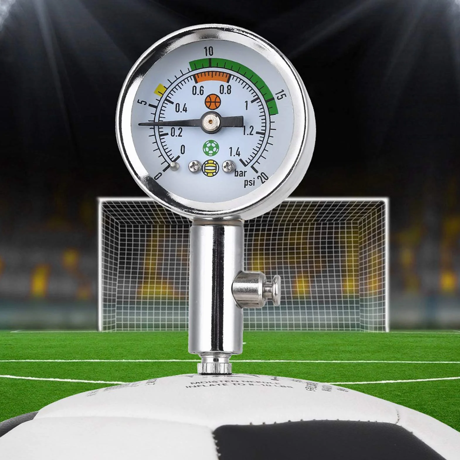2 szt. Mini Manometr Powietrza, Przenośny Metalowy Barometr Ciśnienia do Koszykówki Piłka Nożna Siatkówka Sport