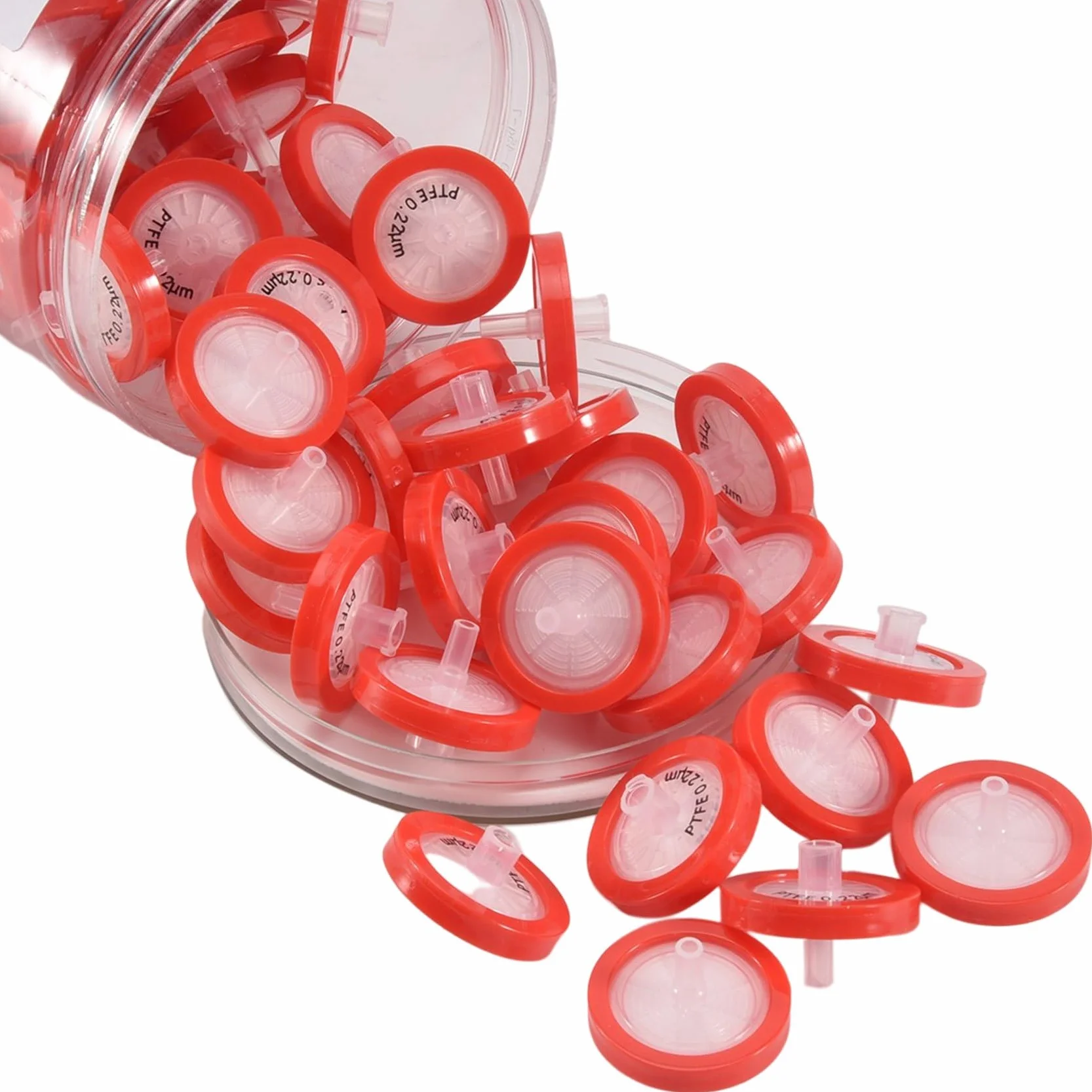 100 . filtr strzykawkowy PTFE, filtr laboratoryjny strzykawkowy średnica membrany 25 mm, rozmiar porów 0,22 μM, HPLC