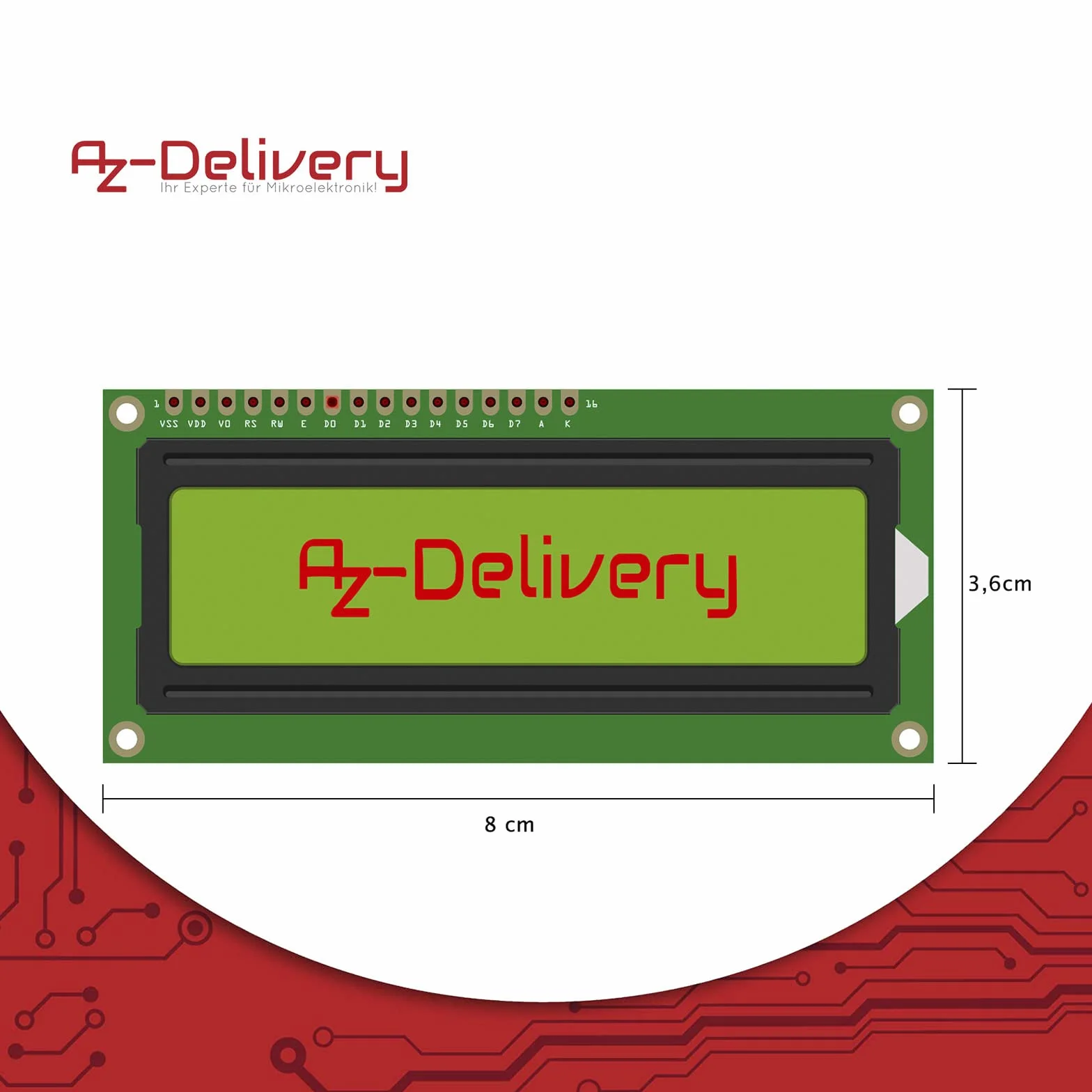 AZDelivery HD44780 1602 LCD Module Display 2x16 znaków zielony tle czarne kompatybilny Arduino Raspberry Pi