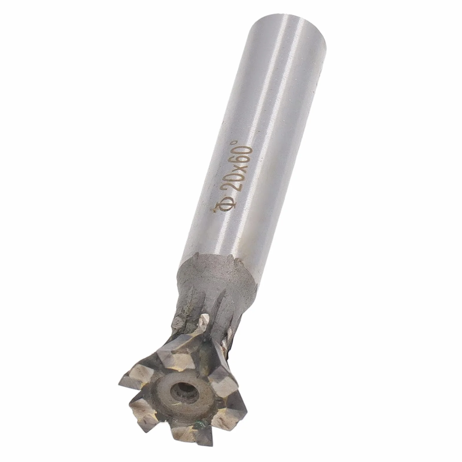 Frez jaskółczy ogon z twardego metalu 60° 6 rowków średnica 20 mm trzpień prosty
