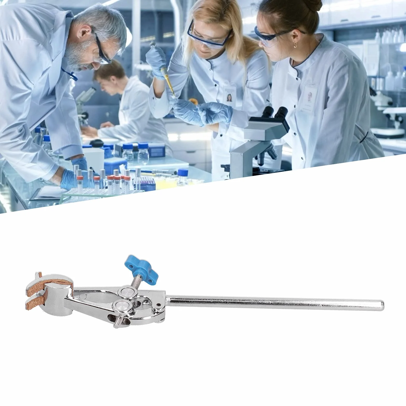 Labs Uniwersalny Klips Regulowany Zacisk Laboratoryjny 4-bolcowy Kolba Zlewkowa Uchwyt Zaciskowy 70mm Maksymalna szerokość Mocowania Stop Cynku Galwanicznie