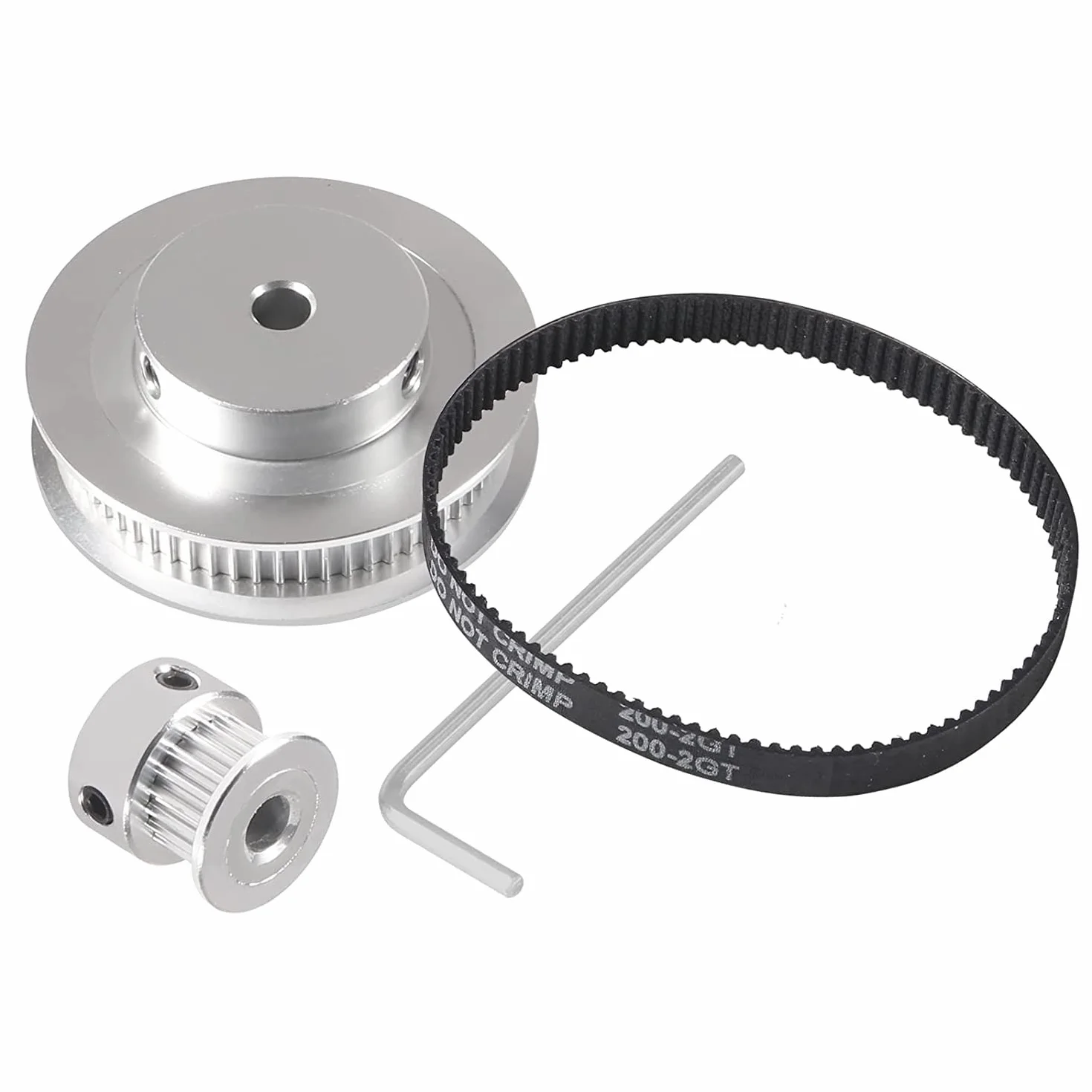 Zestaw 2 kół pasowych GT2 20 i 60 zębów otwór 8 mm aluminium 200 mm pas 6 mm