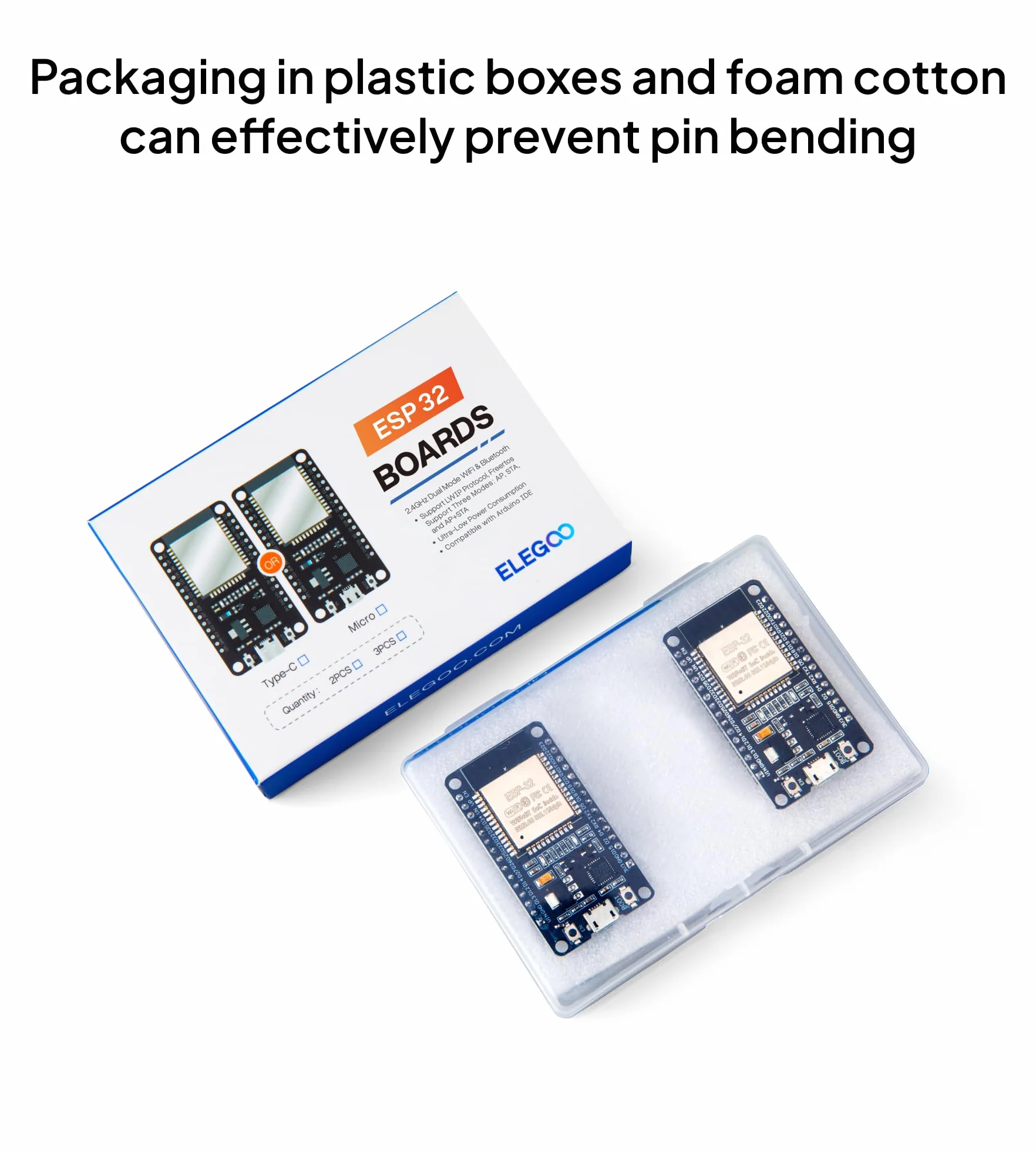 ELEGOO ESP32 Płytka rozwojowa Micro-USB 2.4GHz Dual Modus WiFi+Bluetooth Dual Core Mikrokontroler CP2102 2 sztuki