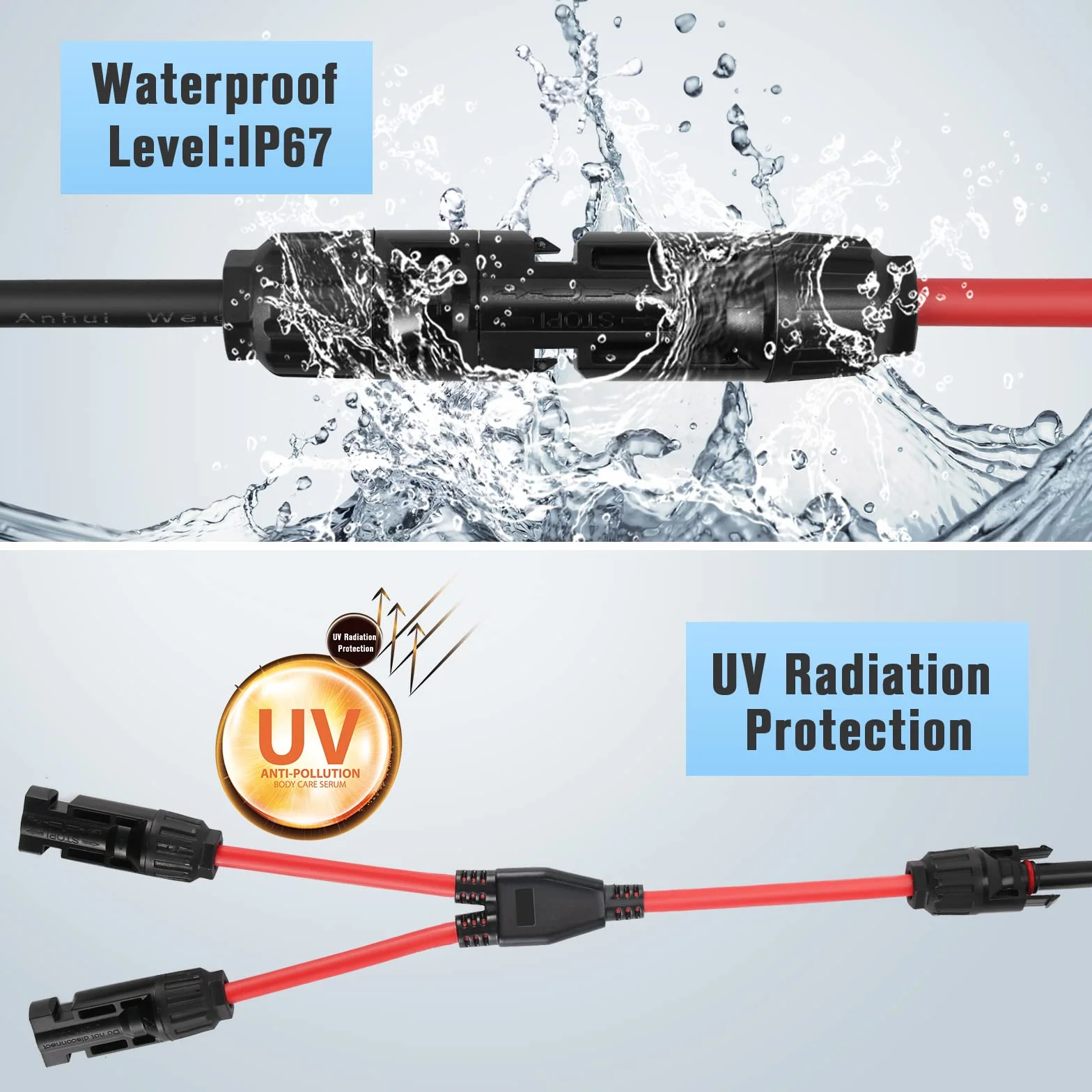 Thlevel Solarny rozdzielacz Y rozdzielacz równoległy adapter złącza MMF i FFM 1 para złączy fotowoltaicznych, przedłużacze panelu, gniazdo dystrybutora, 4 mm²