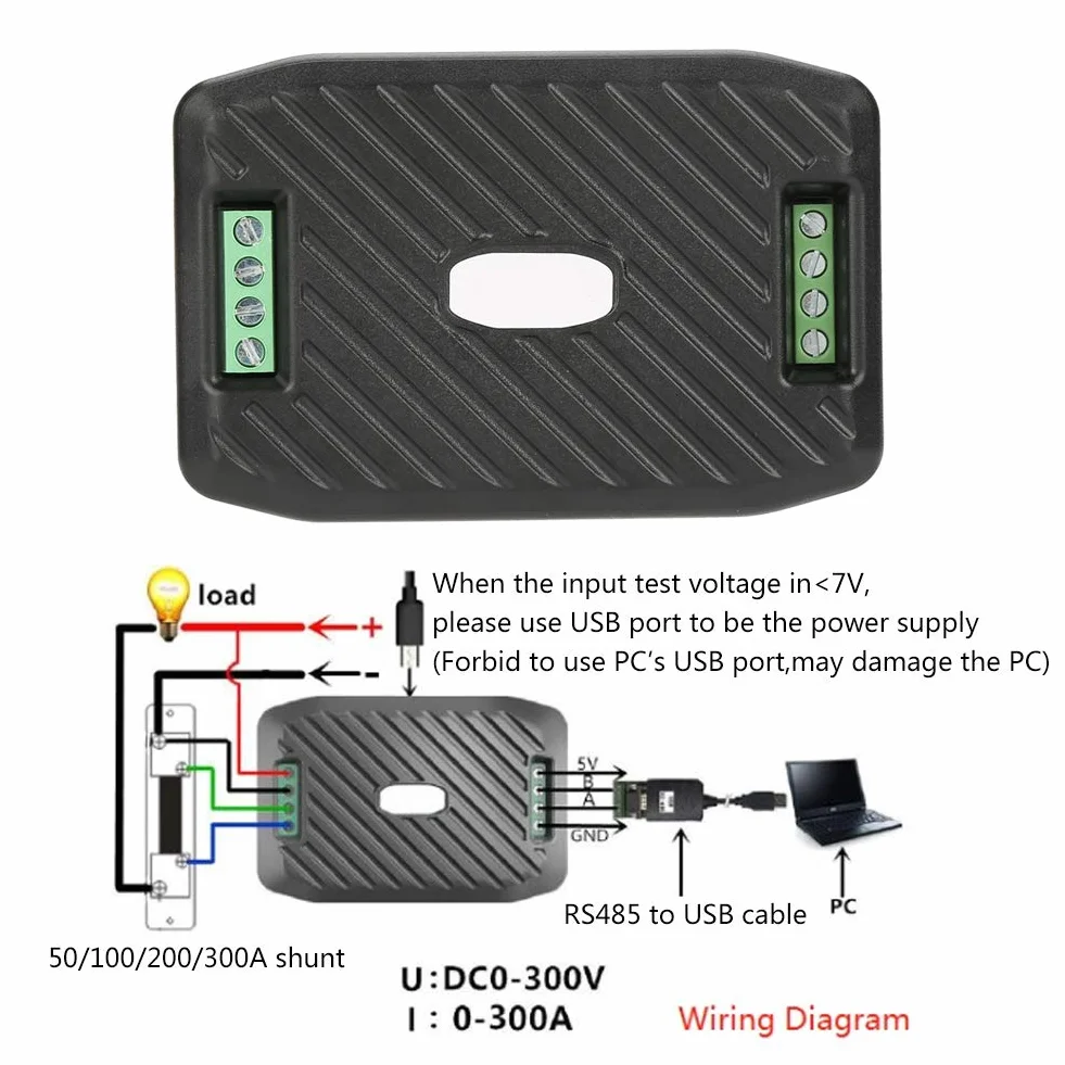 PZEM-017 DC Komunikacja Box Interfejs Modbus 0-300 V 300 A Bocznik Kabel USB Napi?cie Pr?d Miernik zu?ycia energii (PZEM-017+USB) Tester i detektor