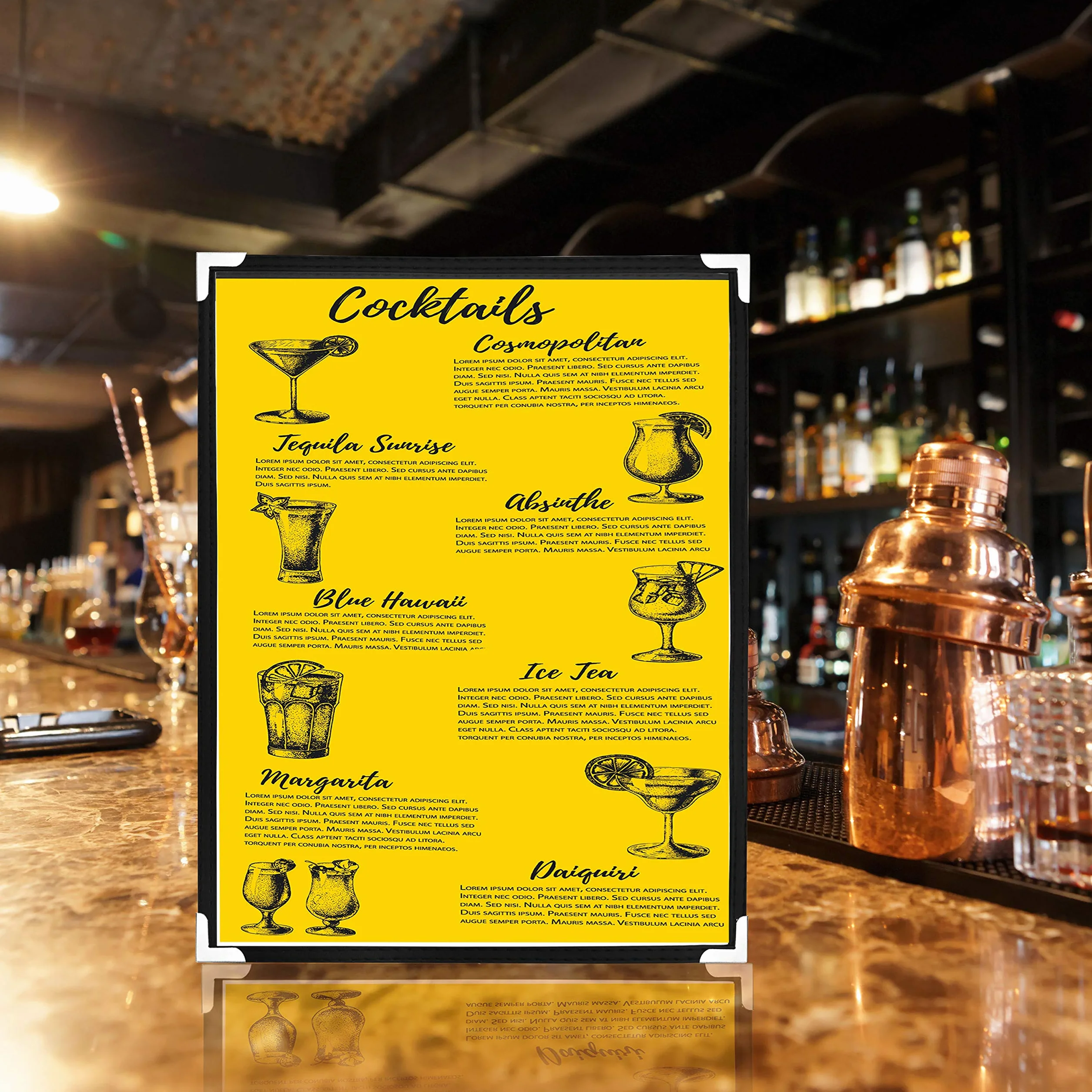 Belle Vous Dwustronne Ramki na Menu A5 (10 Szt.) - Dwustronne Menu w Stylu Amerykańskim - Czarne, Składane Przezroczyste Ramki na Menu z Chronionymi Narożnikami - Restauracja, Bar, Kawiarnia