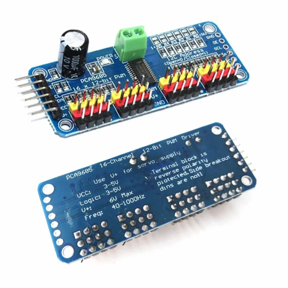 2 szt. PCA9685 PWM sterownik silnika 16-kanałowy, 12-bitowy moduł PWM IIC, do robotów AR-duino, do sterowania robotem, elektroniczny sektor ekspansji