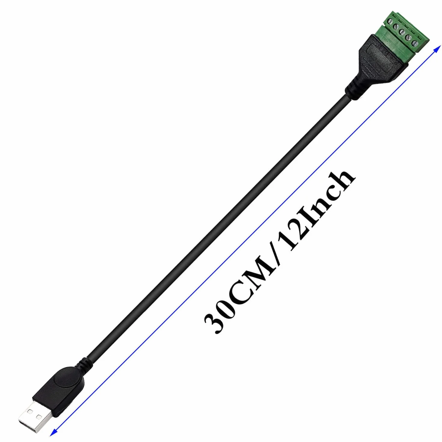RUNCCI-YUN 2 sztuki USB 2.0 A wtyczka zaciskowa do 5-biegunowego kabla blokowego zaciskowego USB 2.0 A, blok zacisków śrubowych