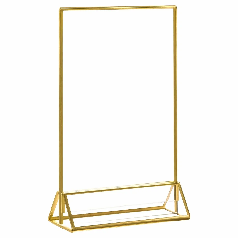6 szt. złoty uchwyt na znak A5 akrylowy stojak na stół menu, 15 cm x 21 cm, pionowy dwustronny stojak na ulotkę na stół weselny numer restauracja znak zdjęcie ekspozycja