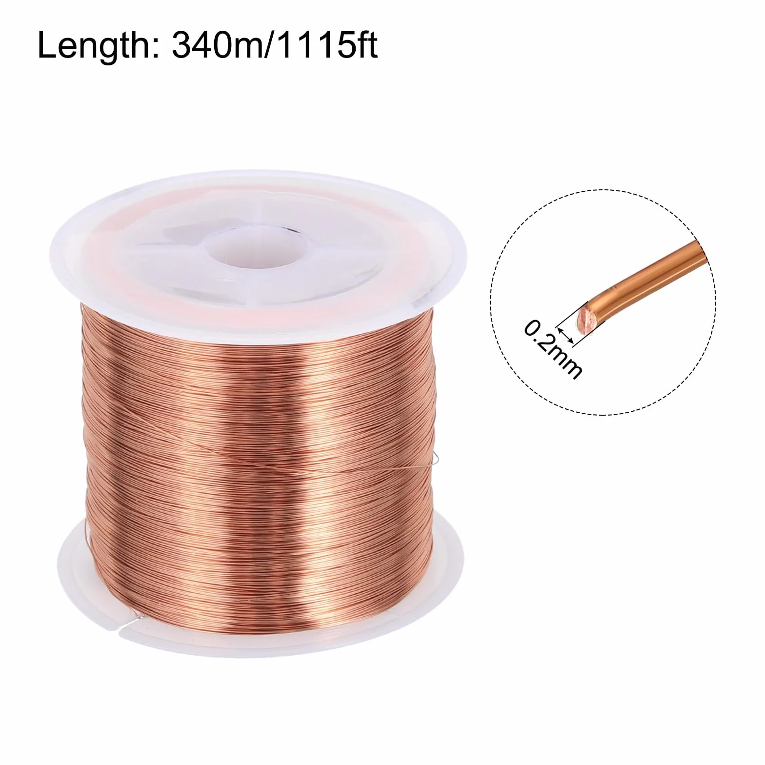 QUARKZMAN 0,2 mm drut magnetyczny 1115 ft emaliowany drut miedziany emaliowany drut magnetyczny szpula 100 g 155C do transformatorów, cewek indukcyjnych