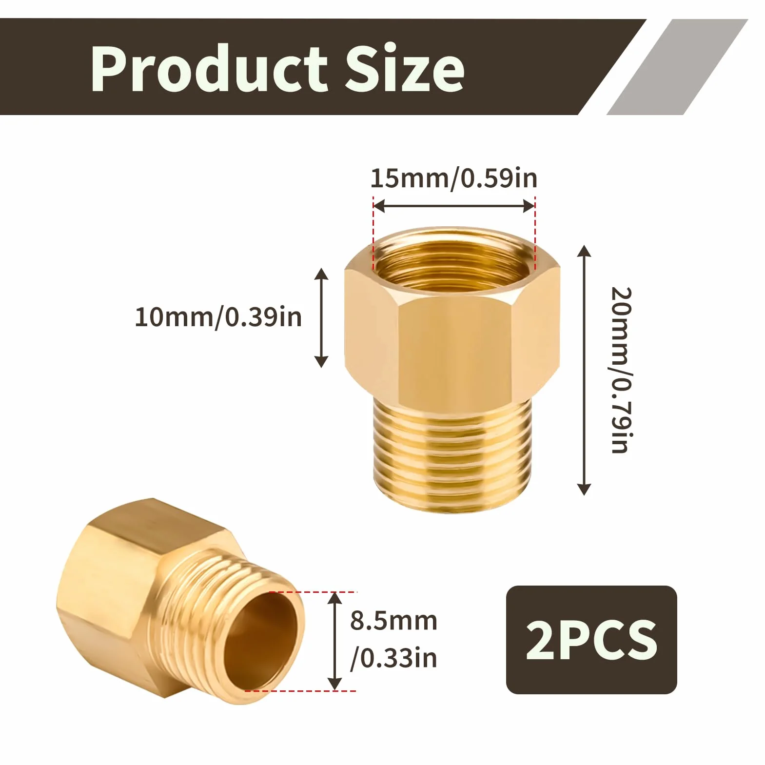 Zestaw 2 węży gazowych 3/8" x 1/4", mosiądz, adaptery gazowe, IG do AG, lewo, kemping, kuchnia, ogrzewanie