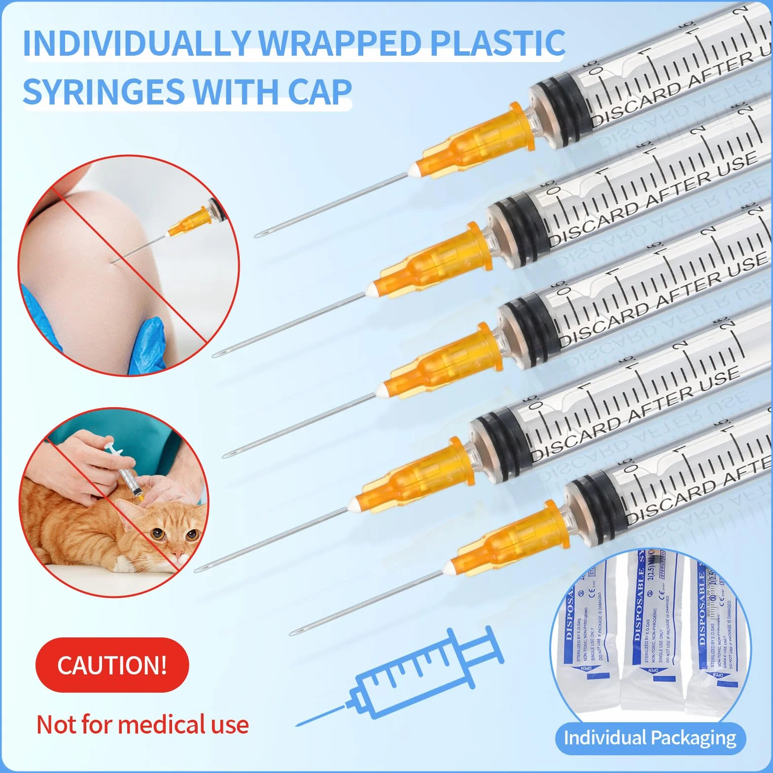 40 sztuk strzykawek z tworzywa sztucznego z igłą, wszechstronne strzykawki 2,5 ml, plastikowa strzykawka pakowana pojedynczo, strzykawki dozujące z nasadkami do ogrodu, do pielęgnacji zwierząt