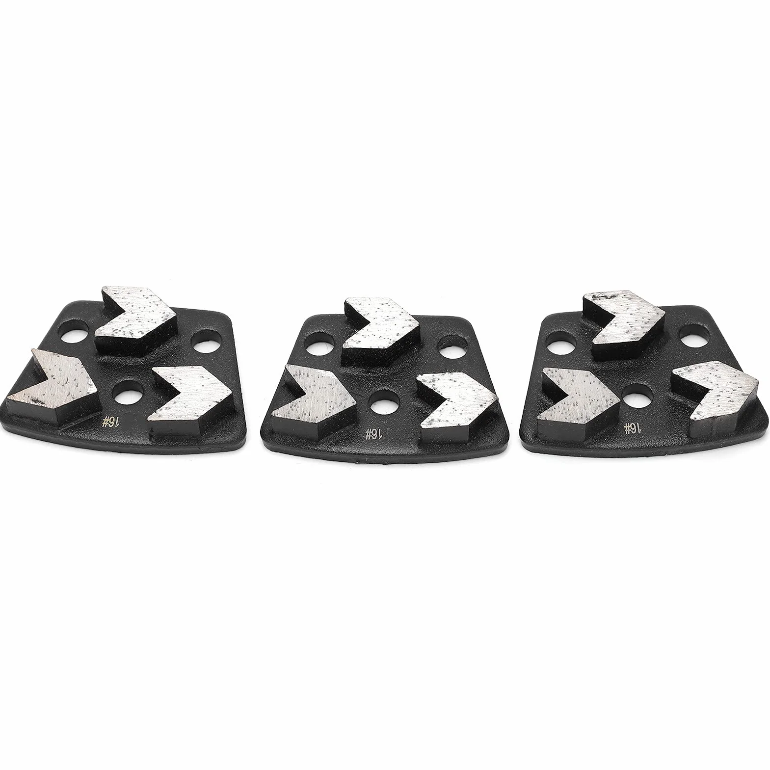 3 szt. Buty do Szlifowania Diamentów, 16# Czarne Trapezowe Szlifierki Diamentowe do Szlifowania Betonu Buty Narzędzie Tnące Zestaw Dysków