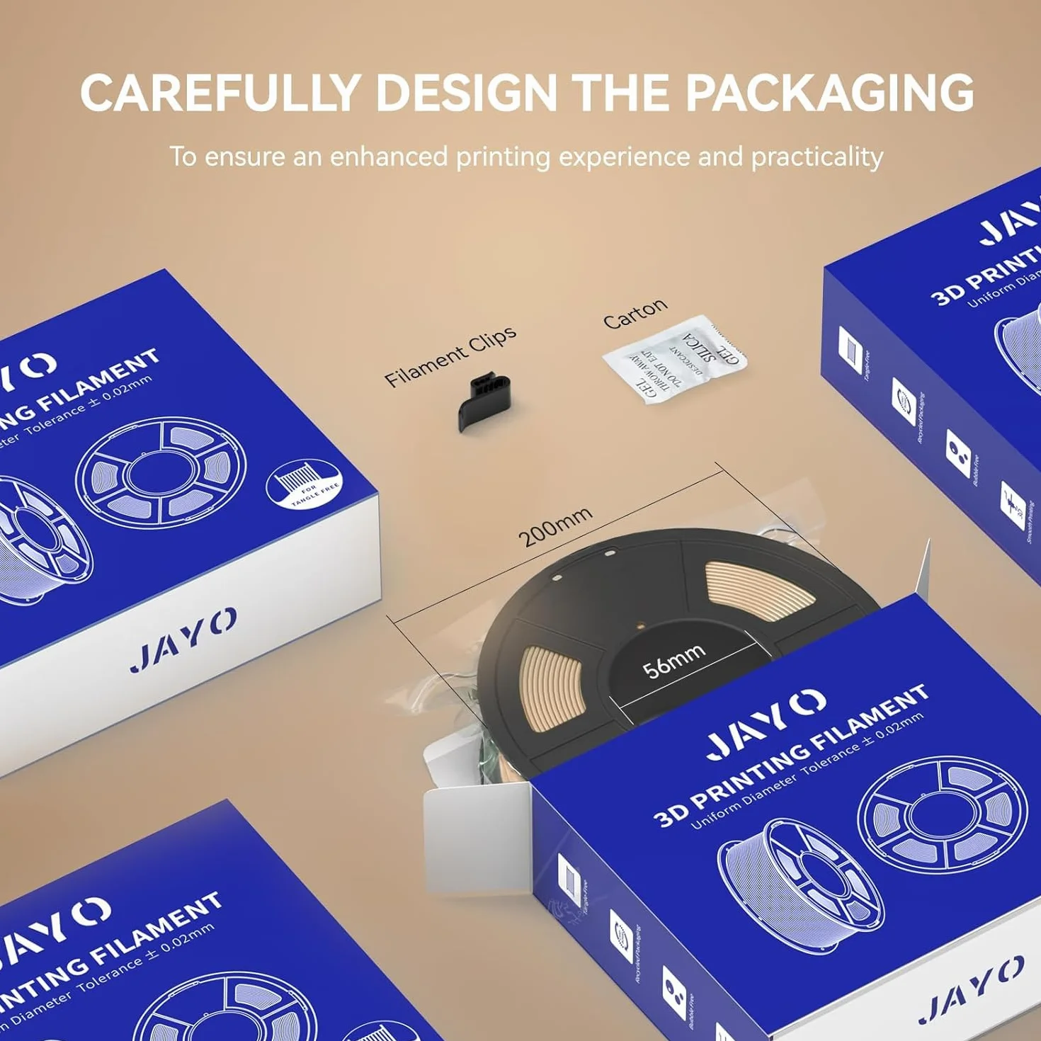 JAYO PLA filament do drukarki 3D 1,75 mm drewno 15% włókna drzewne szpula 1,1 kg