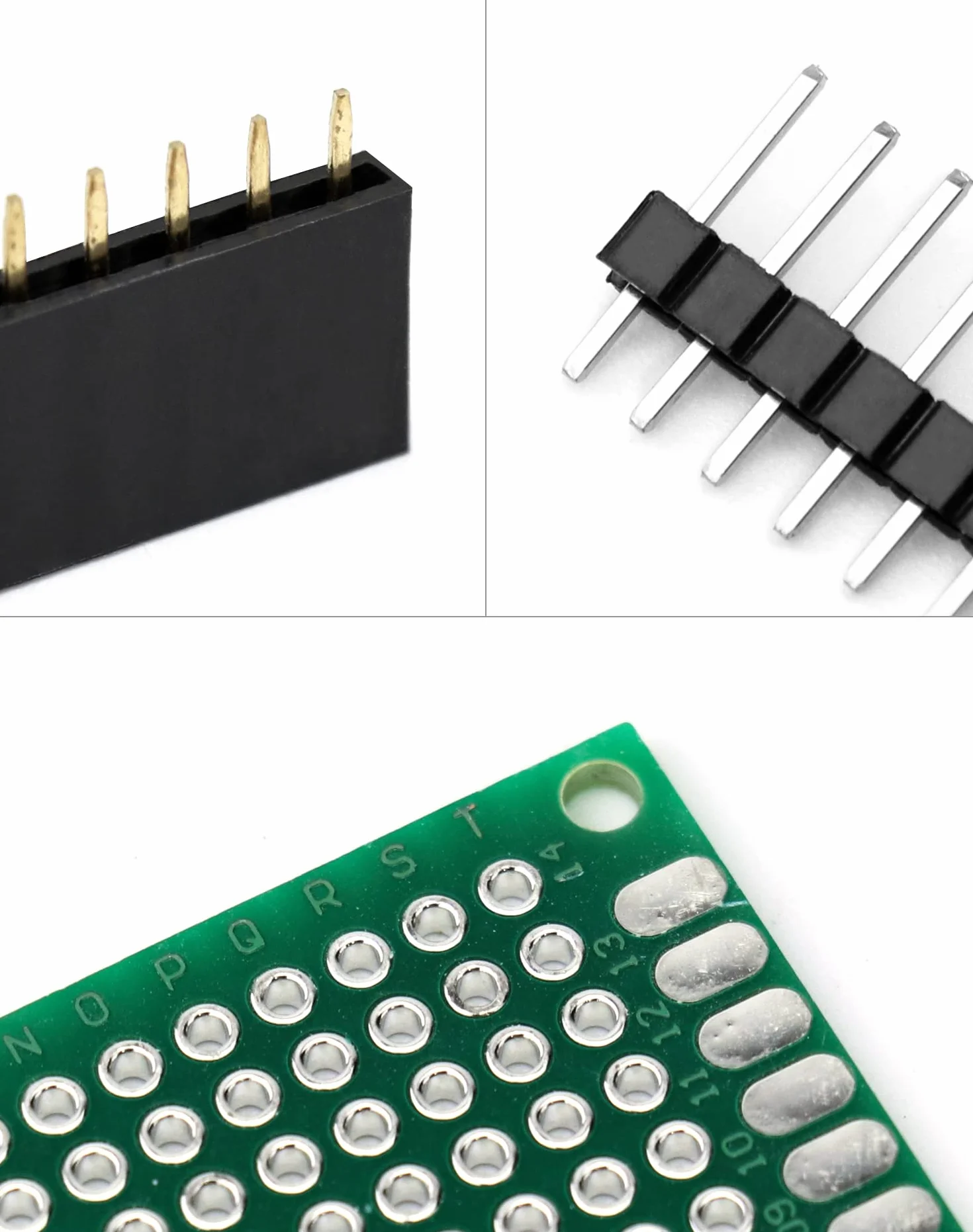 QWORK® 50 szt. Zestawy płytek drukowanych, 20 szt. Płytka uniwersalna PCB + 10 szt. 2-pinowy zacisk śrubowy + 20 szt. Złącze męskie/żeńskie do lutowania DIY