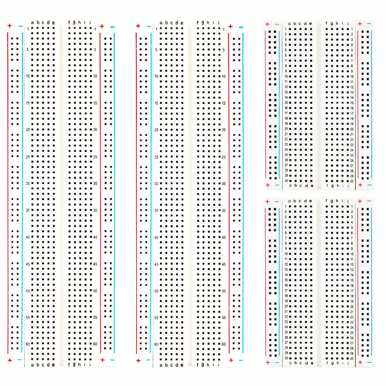 ELEGOO Zestaw 2 płyt prototypowych 830 i 400 pinów, płyta PCB do lutowania bezlutowego, zestaw do eksperymentów z elektroniką, 4 szyny zasilania dla kabli Arduino Jumper