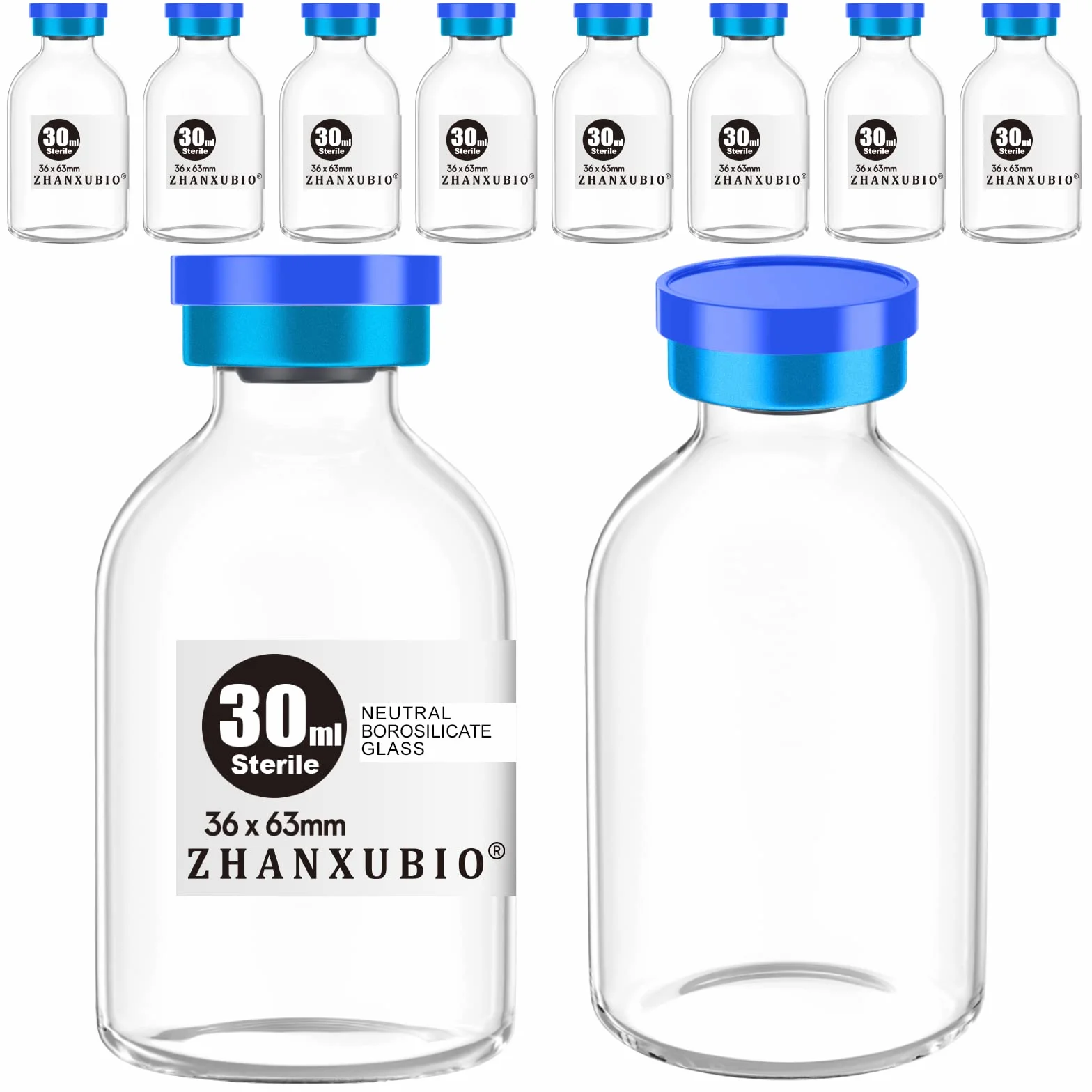 Sterylne puste fiolki z samonaprawiającym się portem wtryskowym i aluminiową plastikową nasadką, sterylne opakowanie (30 ml przezroczyste 10 szt.)